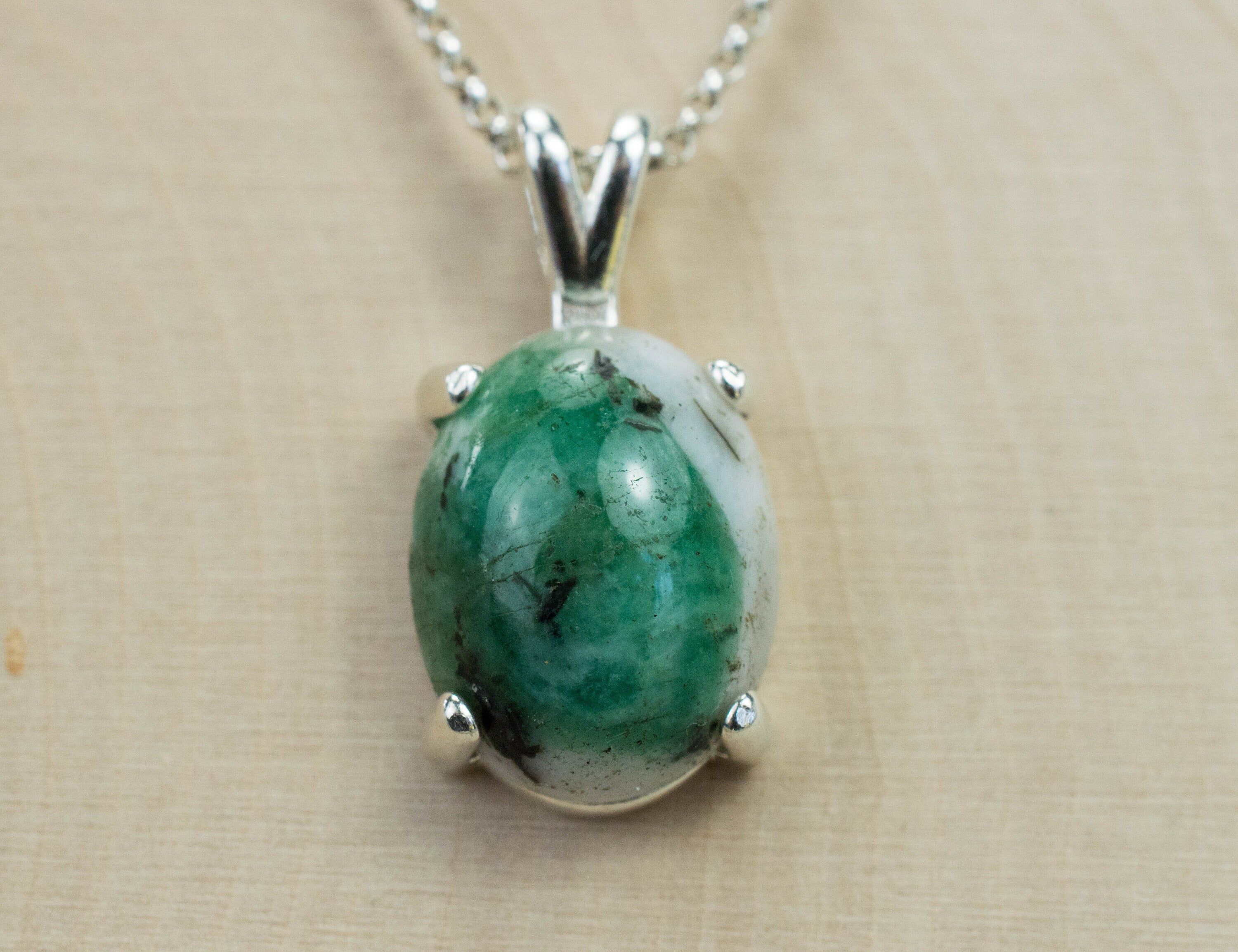 Emerald in Quartz Pendant, Genuine Untreated Brazil Emerald Quartz; 9.920cts - Mark Oliver Gems