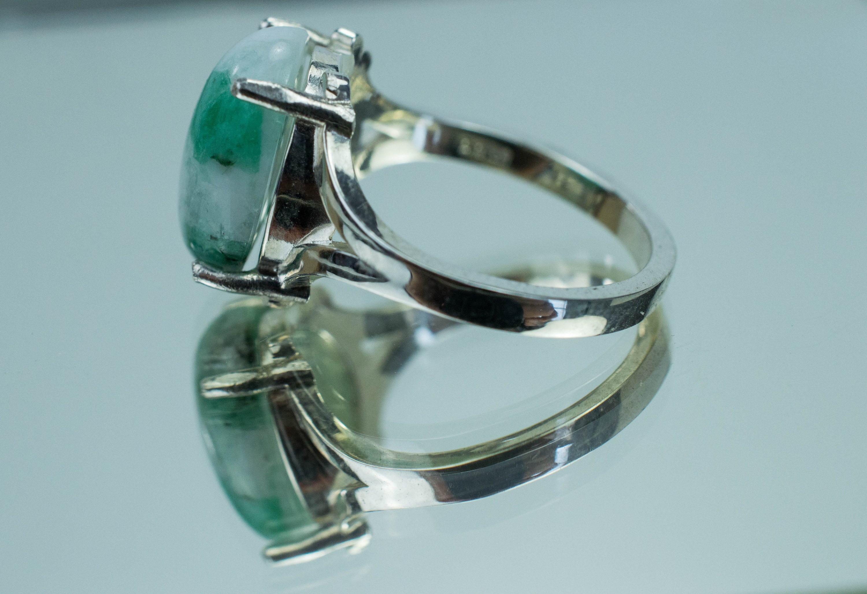 Emerald in Quartz Ring, Genuine Untreated Brazil Emerald Quartz; 4.920cts - Mark Oliver Gems