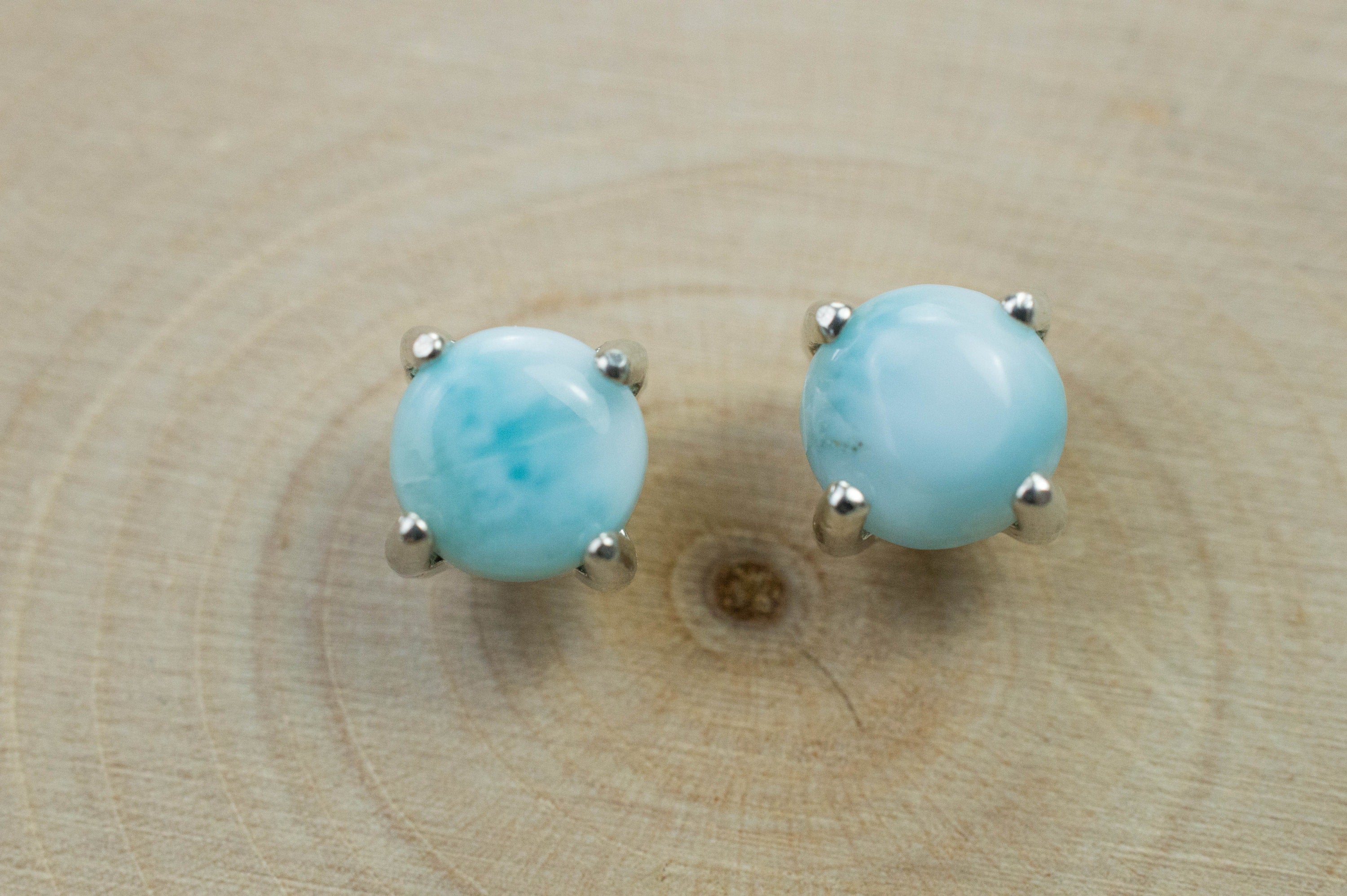 Larimar Earrings; Genuine Untreated Dominican Republic Larimar; 1.560cts - Mark Oliver Gems