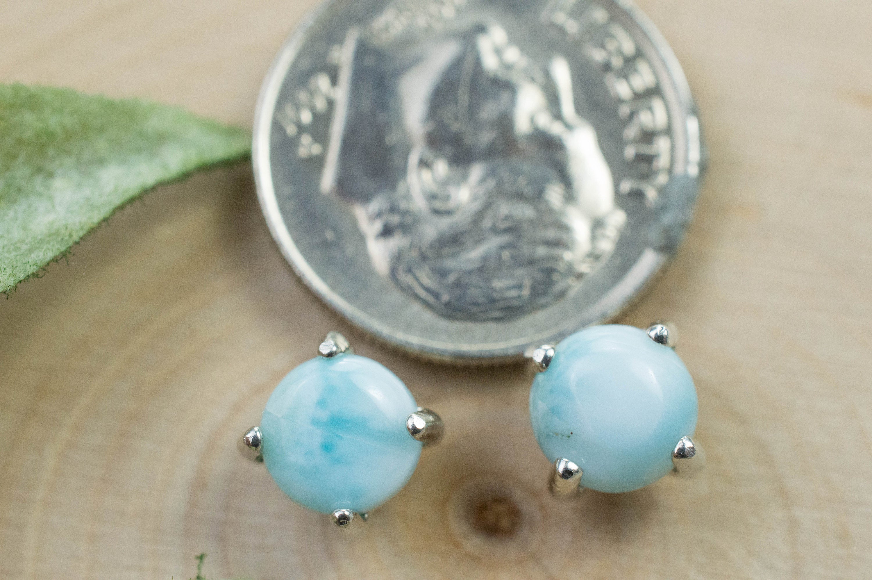 Larimar Earrings; Genuine Untreated Dominican Republic Larimar; 1.560cts - Mark Oliver Gems