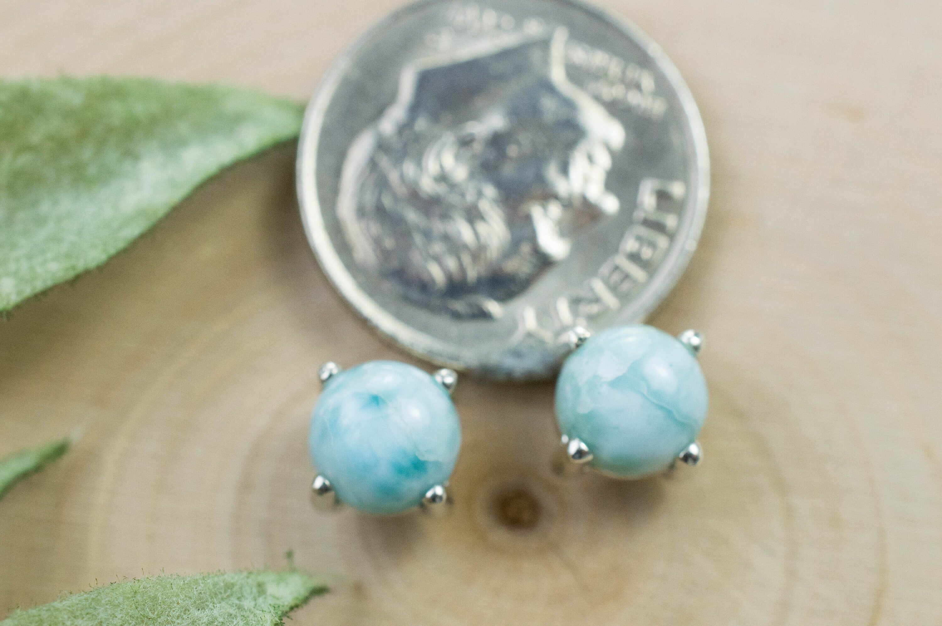 Larimar Earrings; Genuine Untreated Dominican Republic Larimar; 2.375cts - Mark Oliver Gems