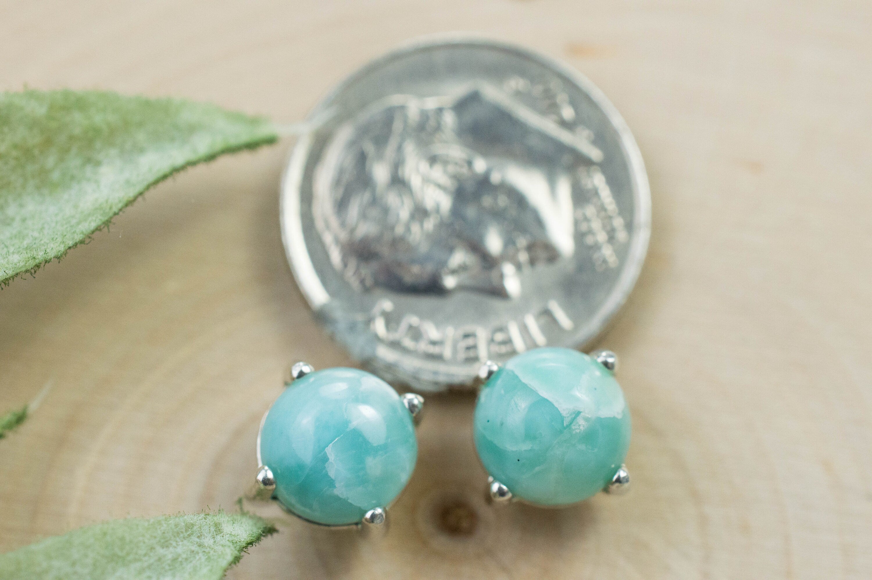 Larimar Earrings; Genuine Untreated Dominican Republic Larimar; 3.625cts - Mark Oliver Gems