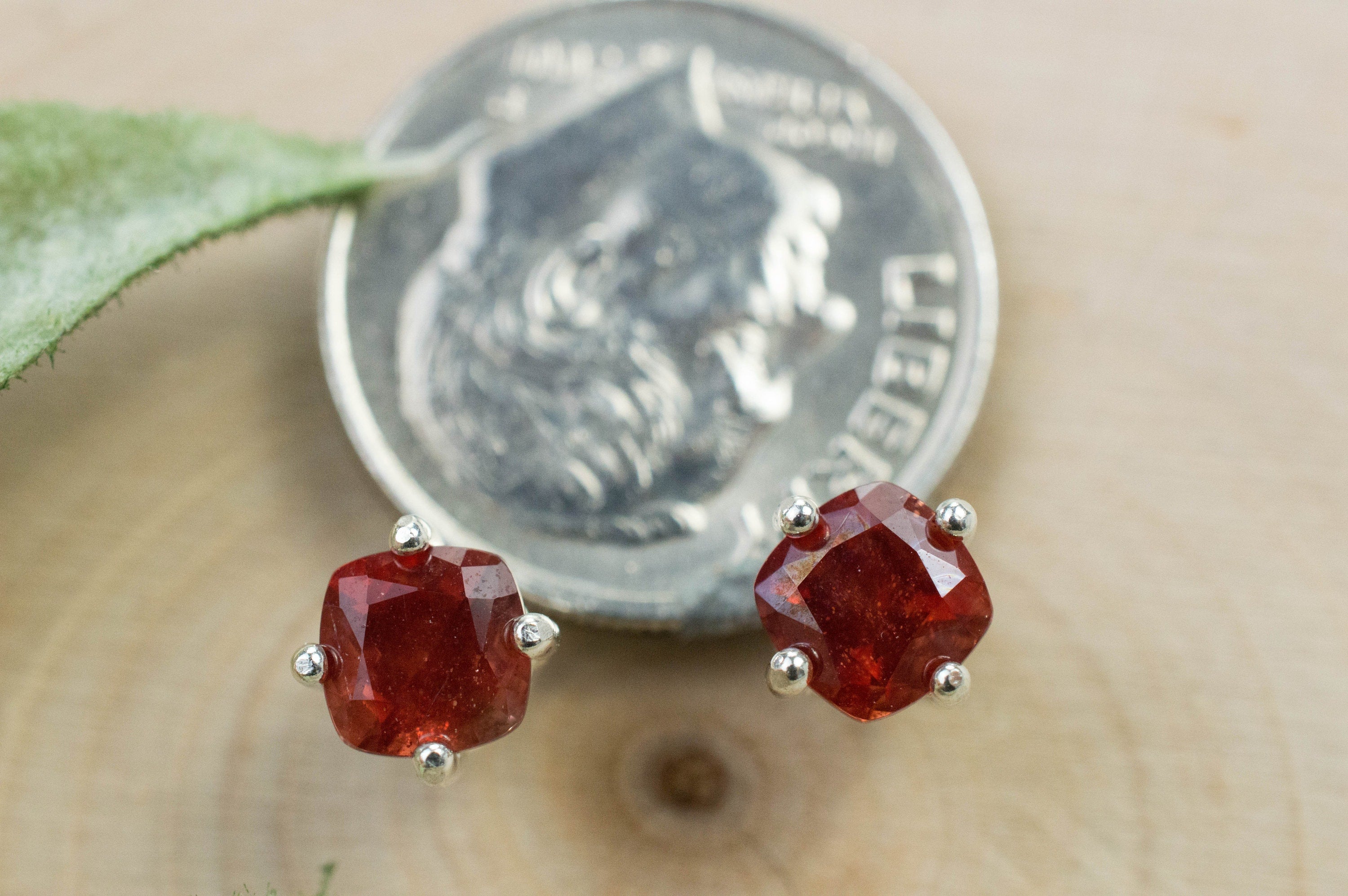 Red Oregon Sunstone Earrings; Natural Untreated USA Sunstone; 1.065cts - Mark Oliver Gems