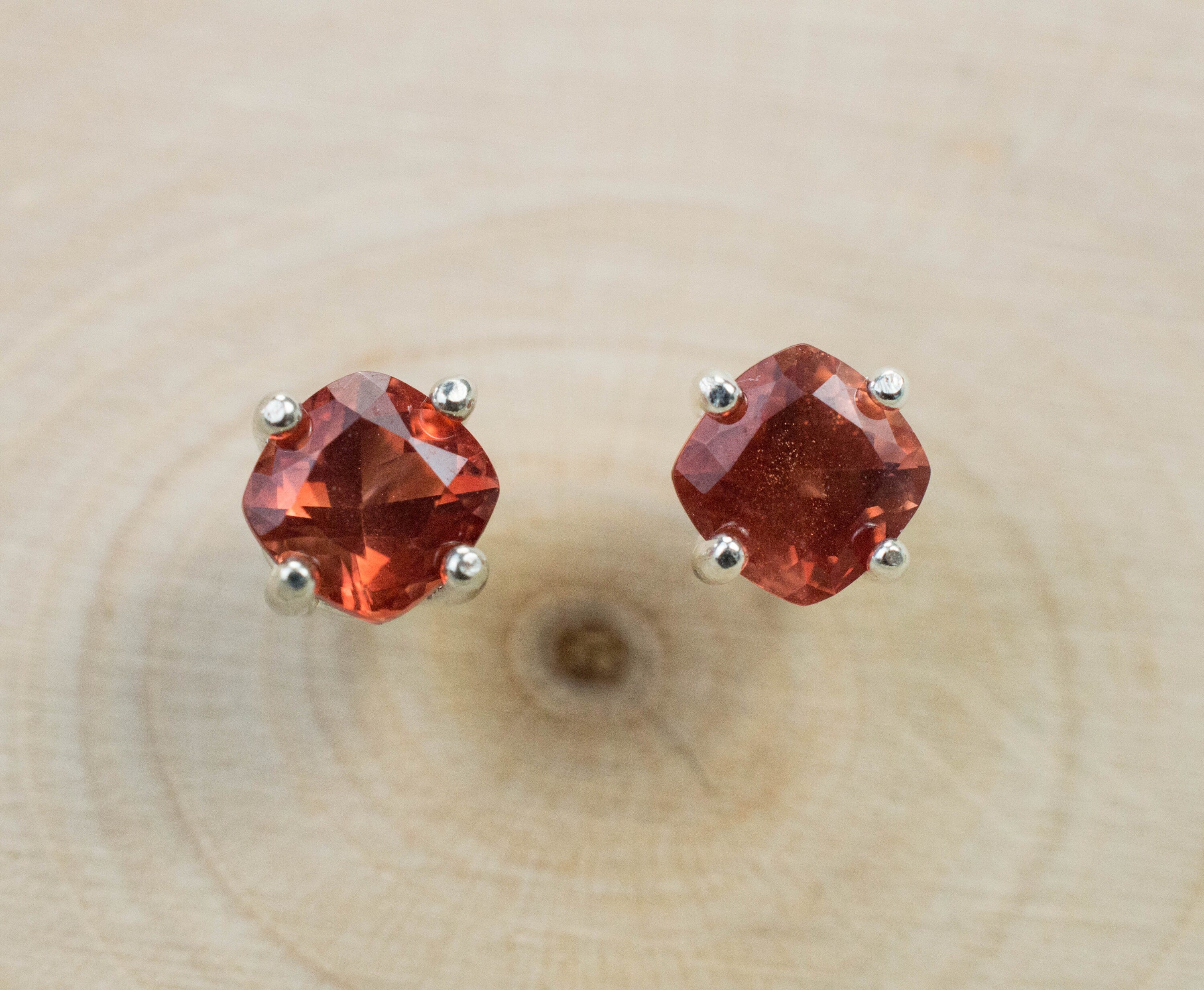 Red Oregon Sunstone Earrings; Natural Untreated USA Sunstone; 1.030cts - Mark Oliver Gems