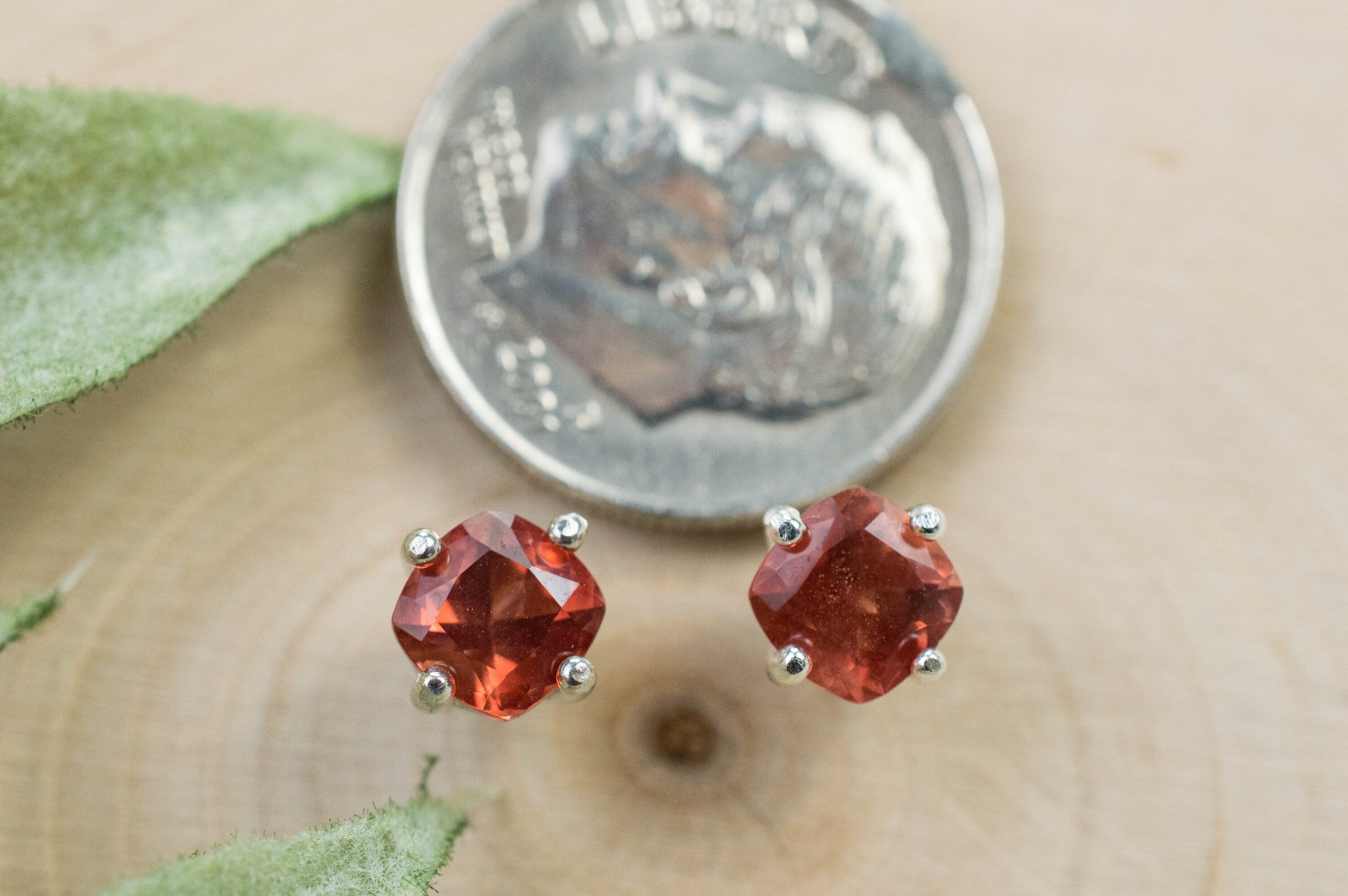 Red Oregon Sunstone Earrings; Natural Untreated USA Sunstone; 1.030cts - Mark Oliver Gems