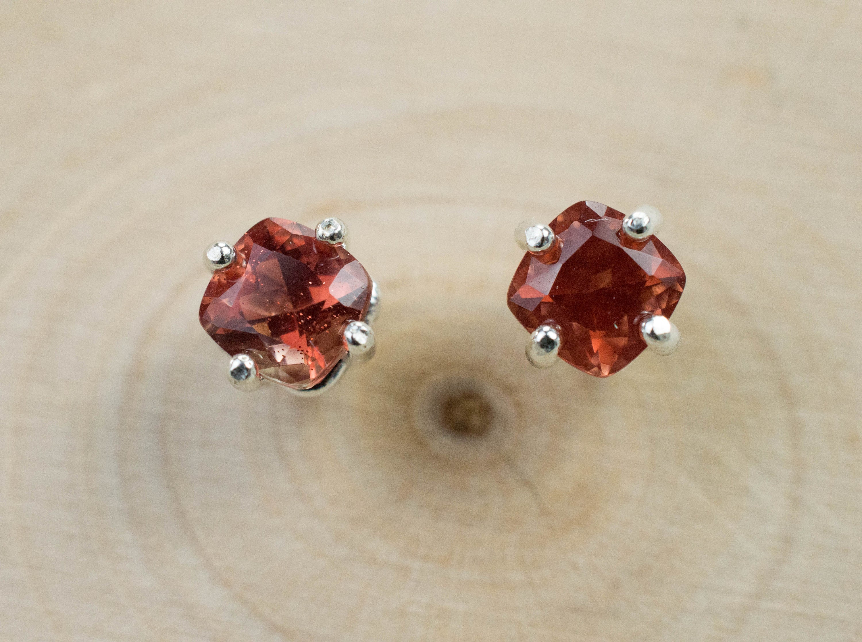 Red Oregon Sunstone Earrings; Natural Untreated USA Sunstone; 1.015cts - Mark Oliver Gems