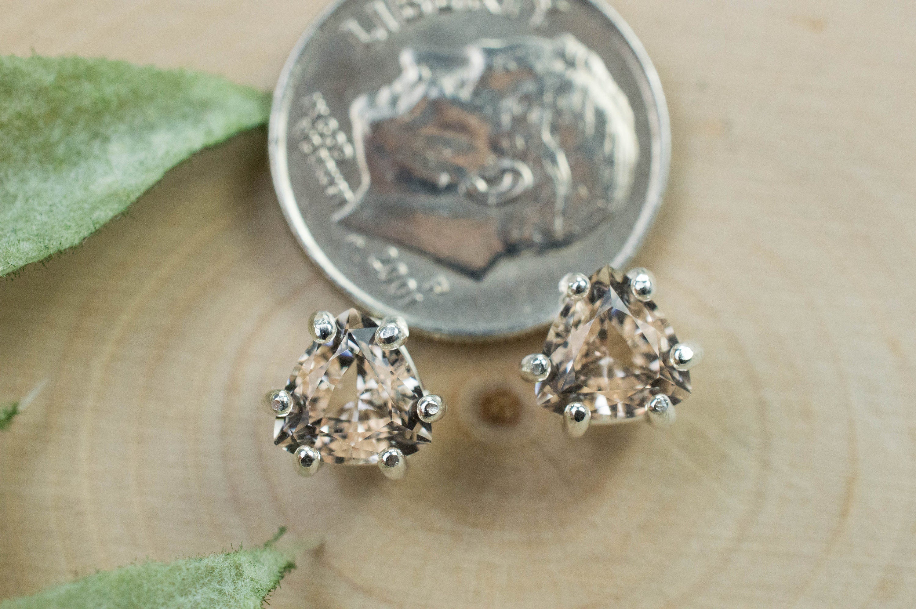 Morganite Earrings; Natural Untreated Madagascar Morganite; 1.620cts - Mark Oliver Gems