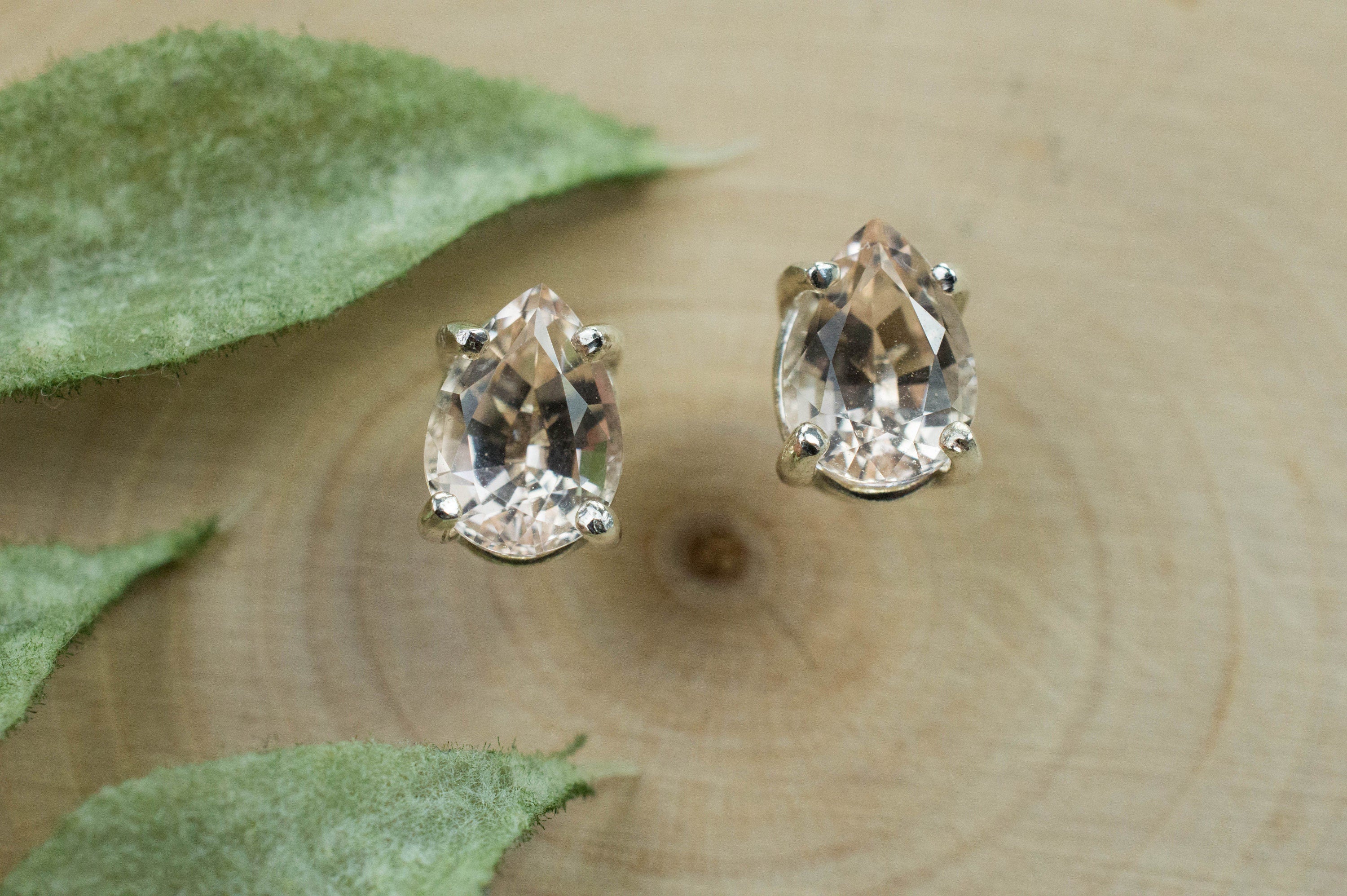 Morganite Earrings; Natural Untreated Madagascar Morganite; 1.800cts - Mark Oliver Gems