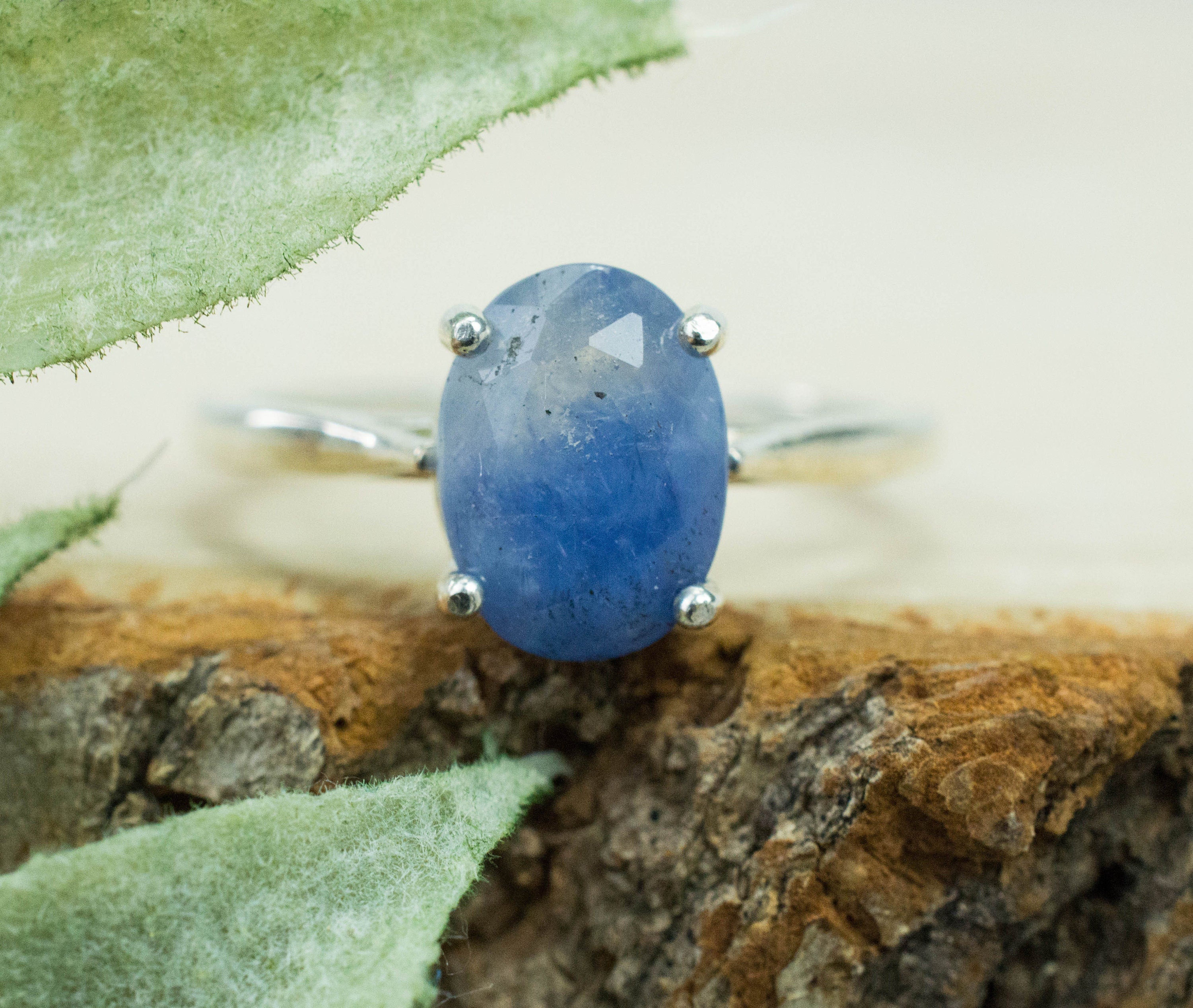 Solid 925 Dome Ring Blue Dumortierite Quartz Size 8-3/4 19mm x16mm Polished Cabochon Gemstone & Sterling popular Silver