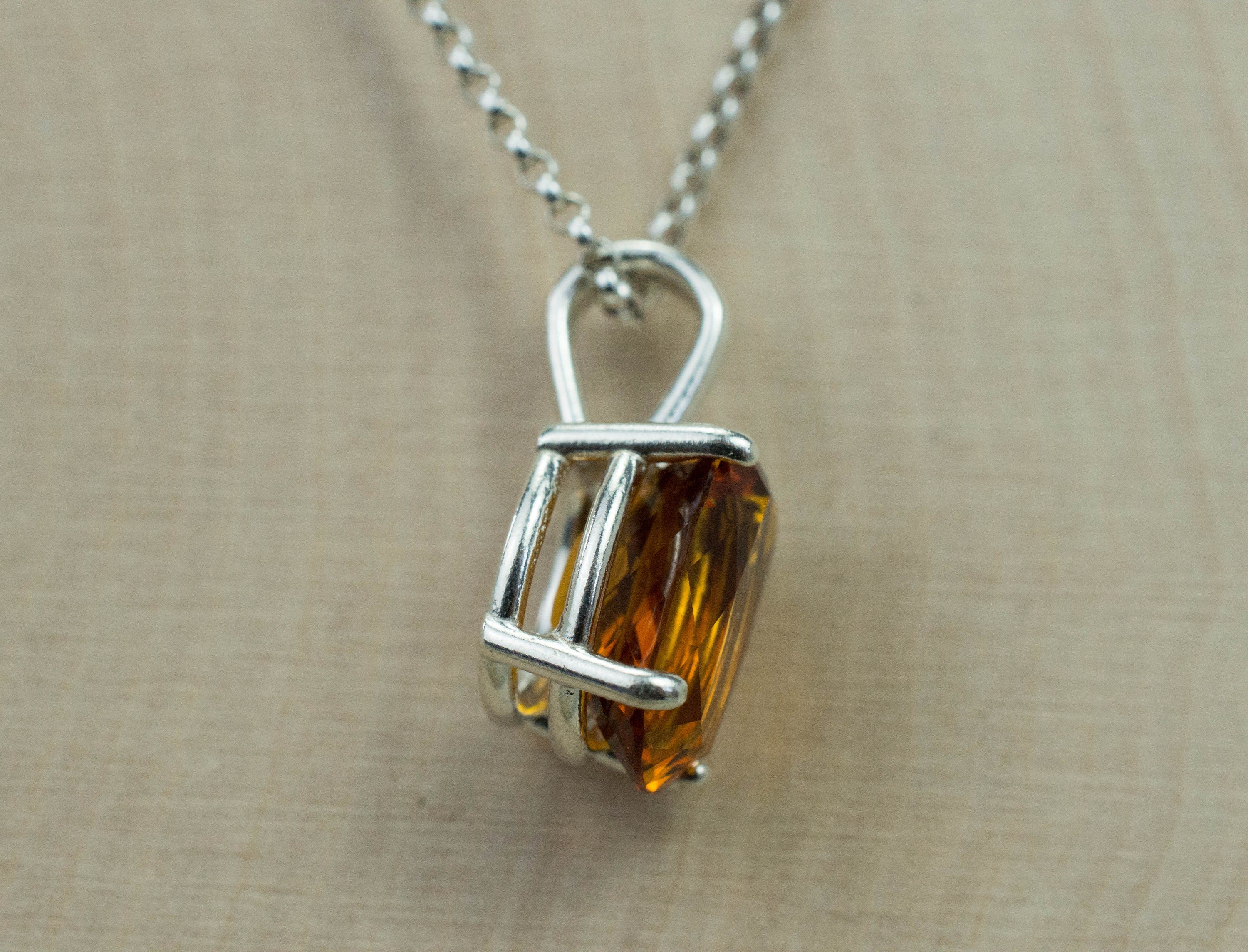 Madeira Citrine Pendant; Natural Untreated Brazil Citrine; 4.025cts - Mark Oliver Gems