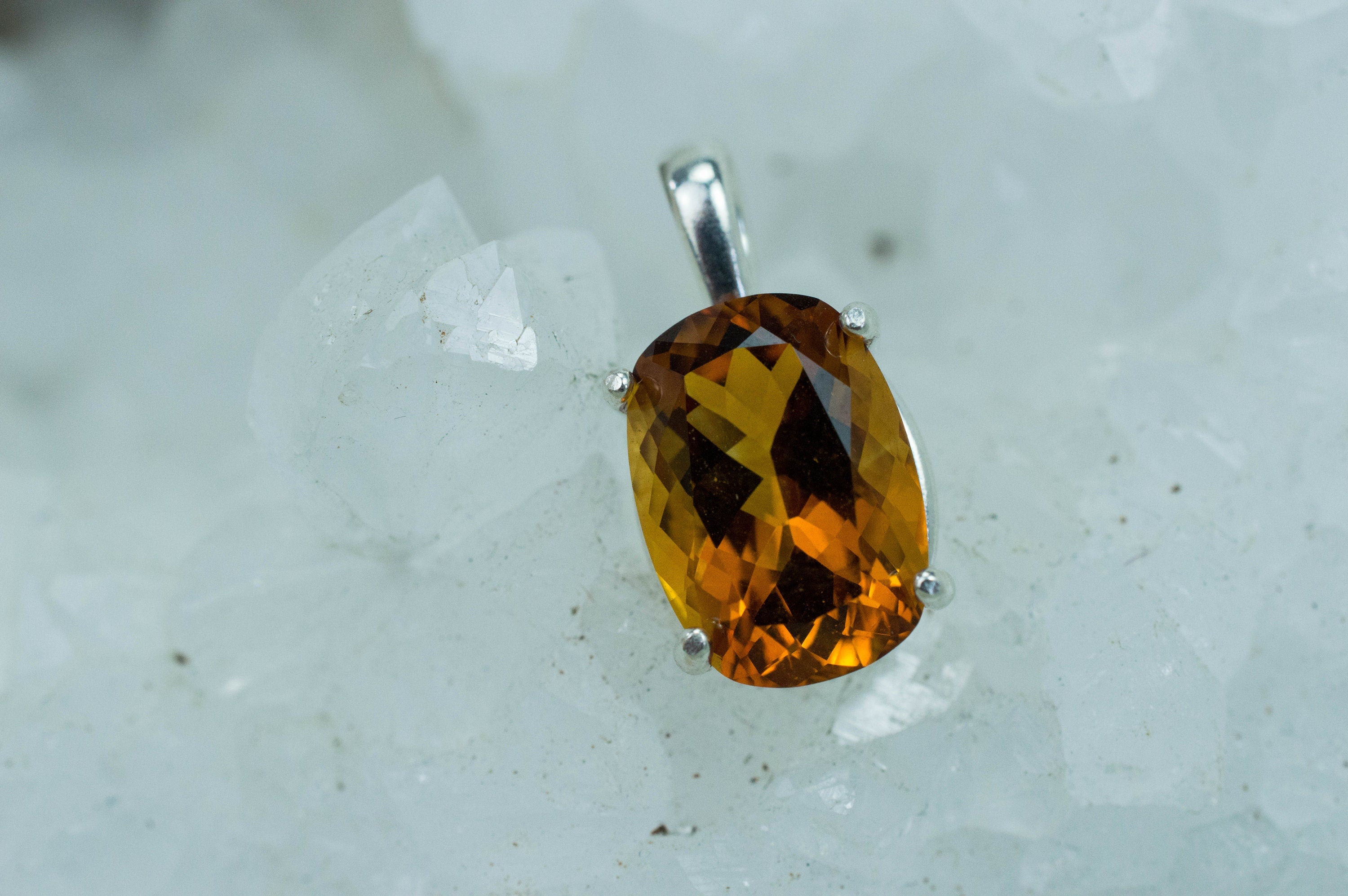 Madeira Citrine Pendant; Natural Untreated Brazil Citrine; 4.025cts - Mark Oliver Gems