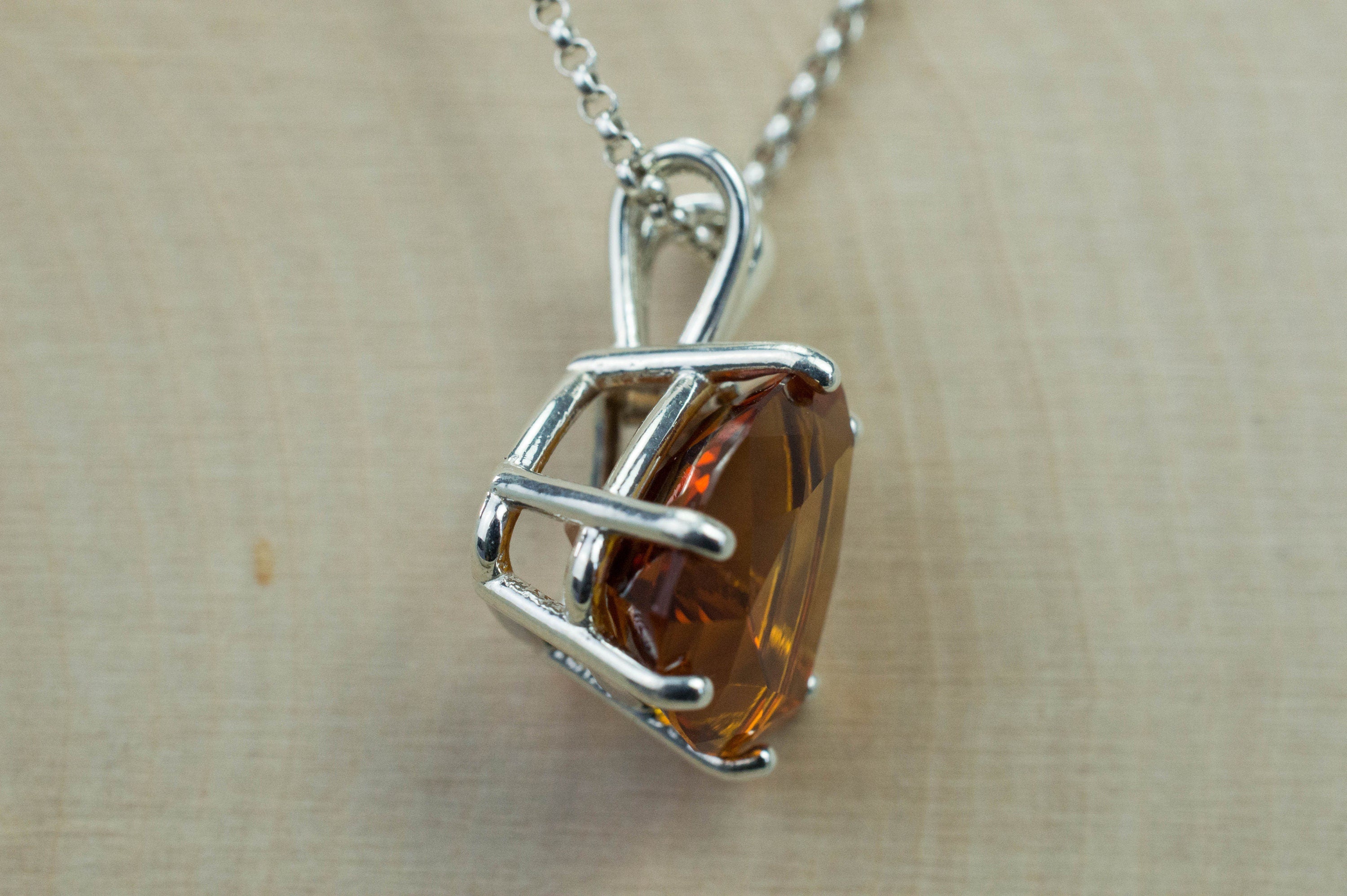 Madeira Citrine Pendant; Natural Untreated Brazil Citrine; 8.770cts - Mark Oliver Gems