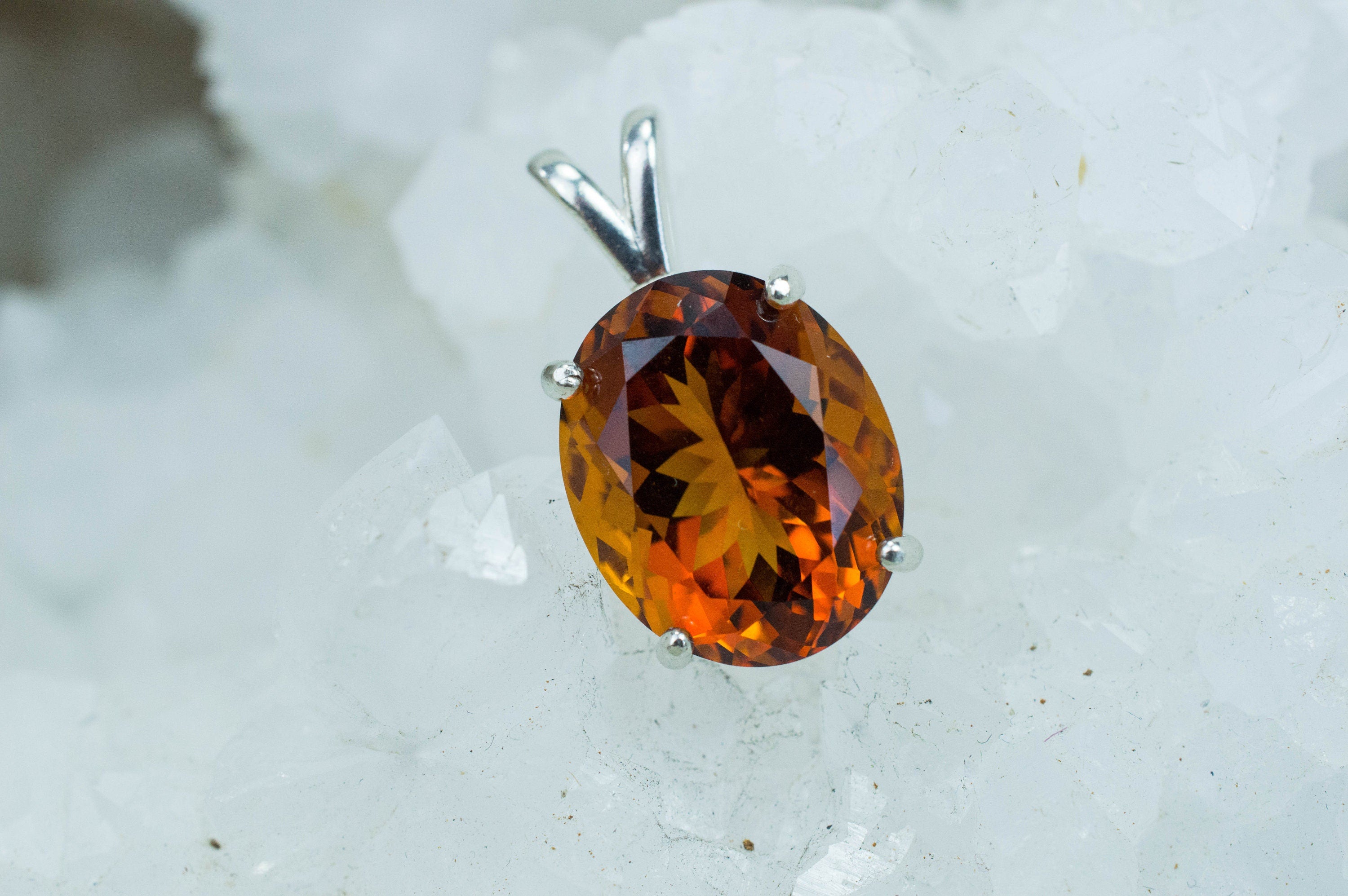 Madeira Citrine Pendant; Natural Untreated Brazil Citrine; 9.120cts - Mark Oliver Gems