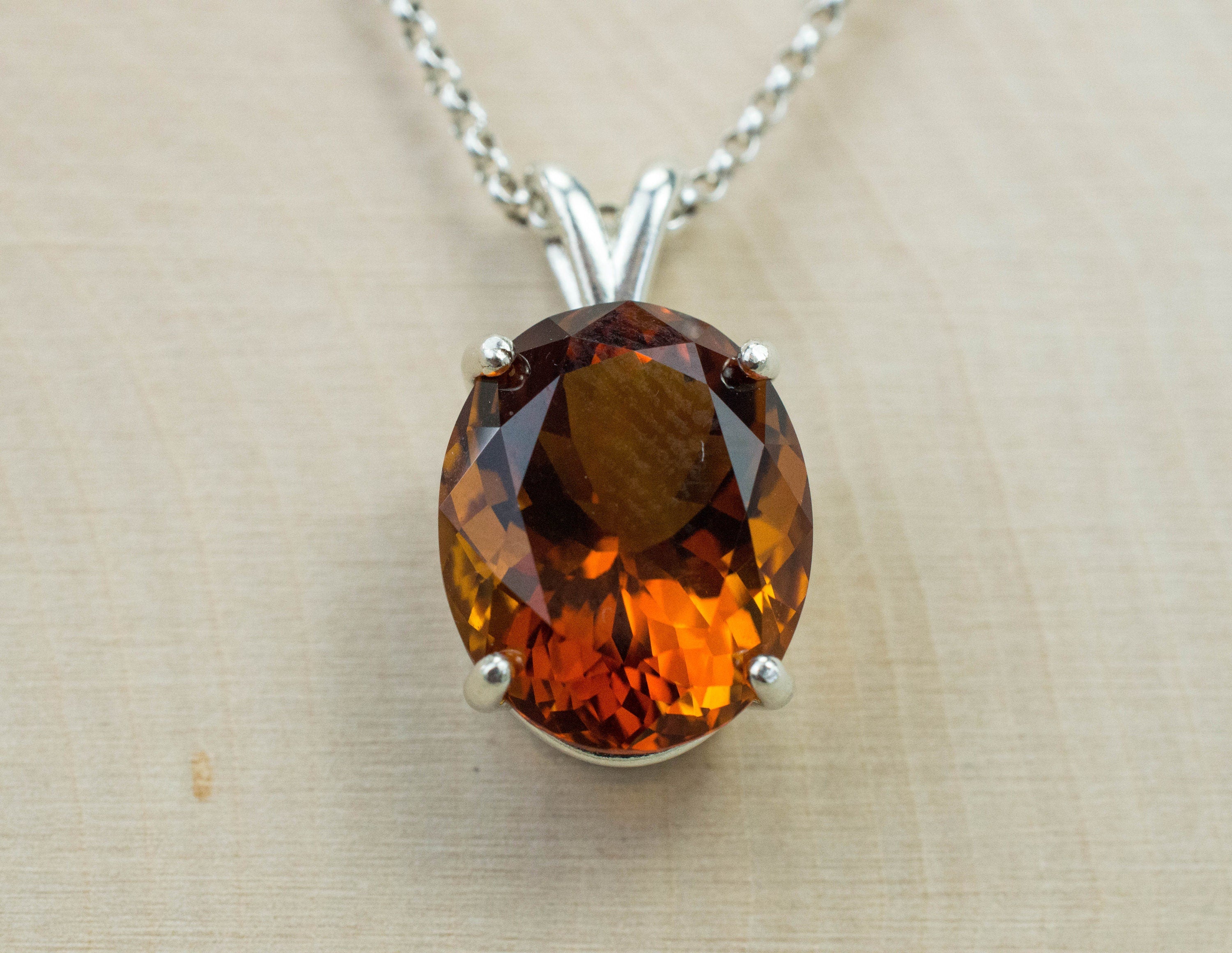 Madeira Citrine Pendant; Natural Untreated Brazil Citrine; 9.120cts - Mark Oliver Gems