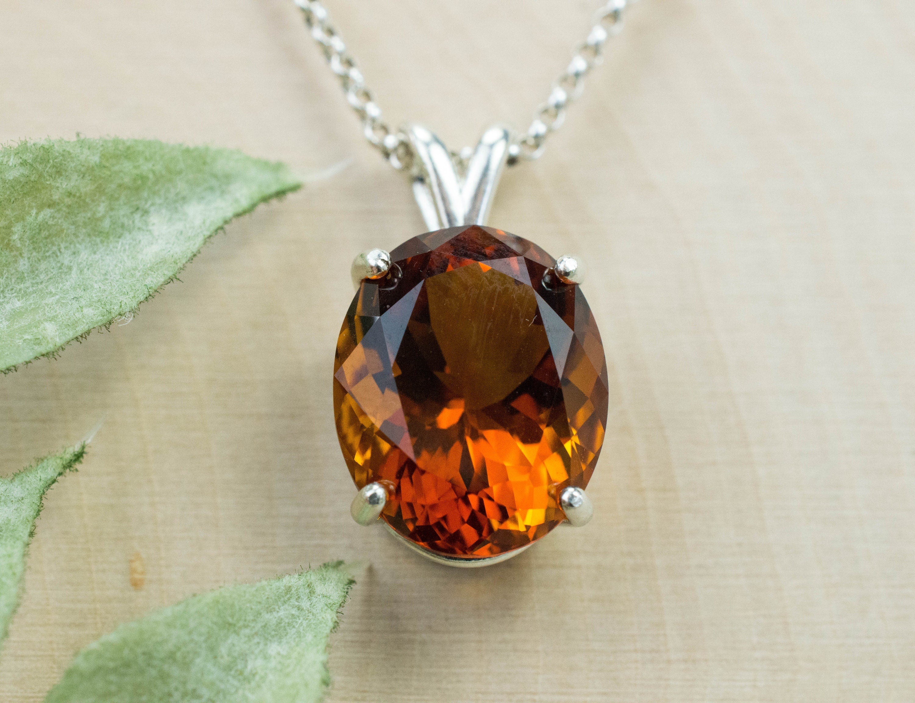 Madeira Citrine Pendant; Natural Untreated Brazil Citrine; 9.120cts - Mark Oliver Gems