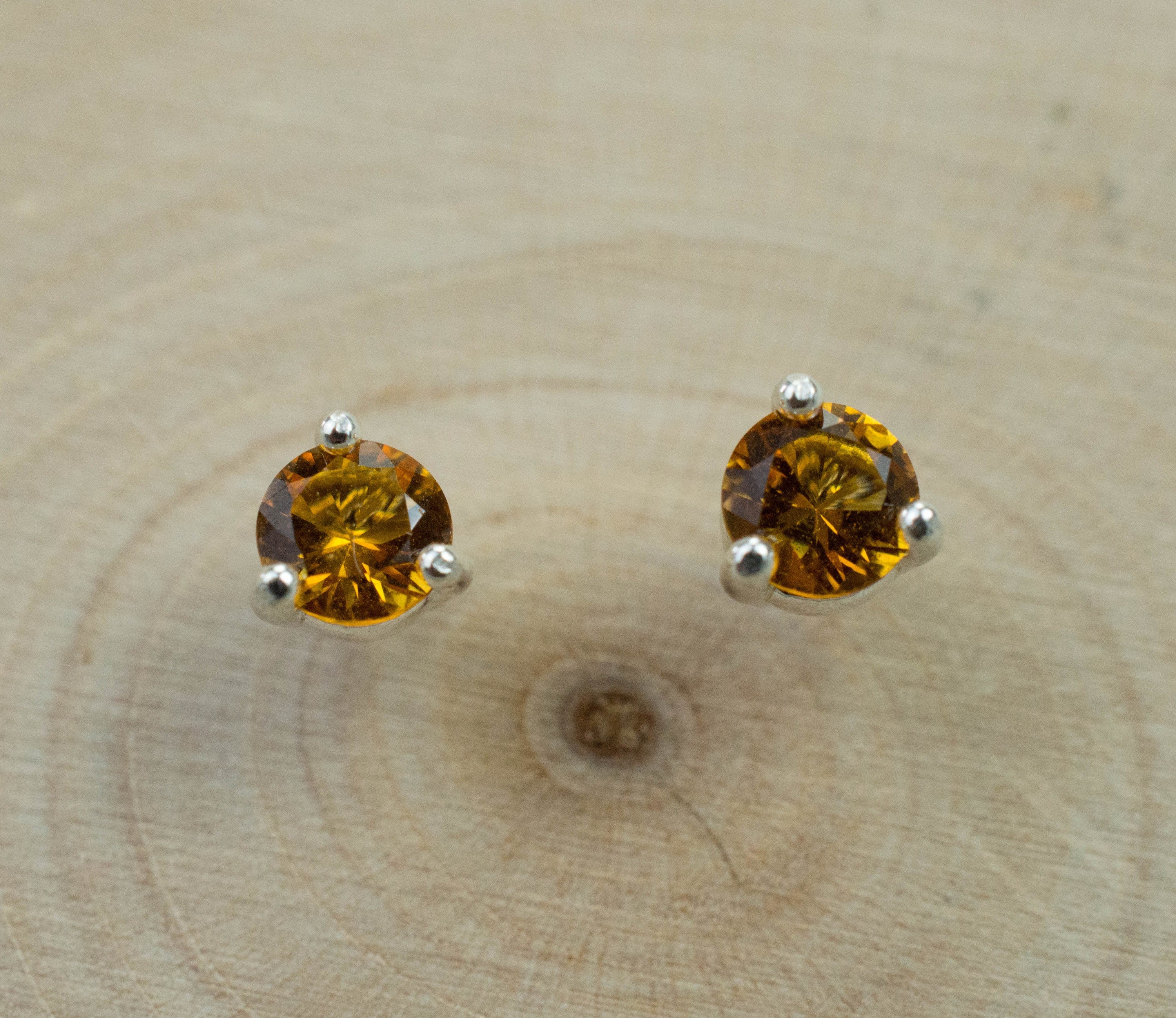 Citrine Earrings; Natural Untreated Uruguay Citrine; 0.390cts - Mark Oliver Gems