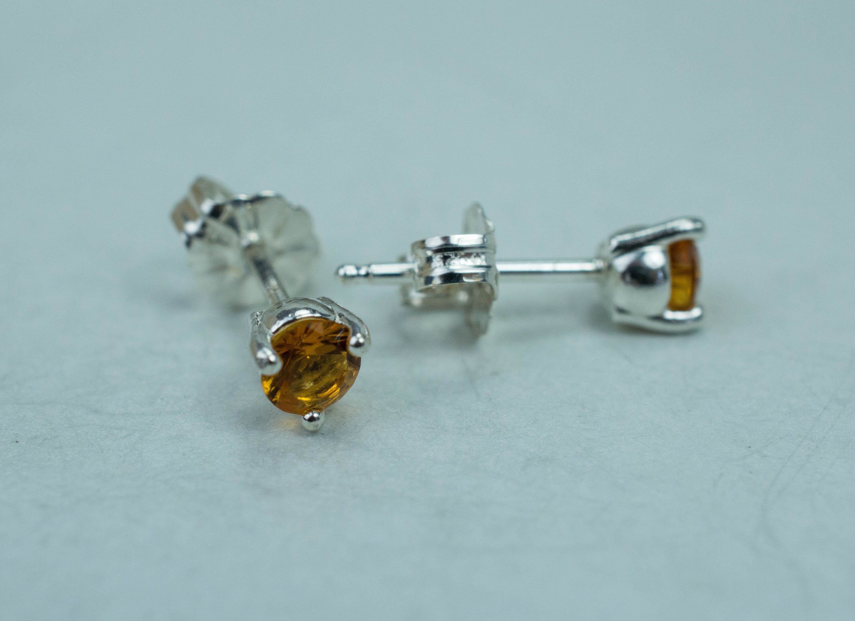 Citrine Earrings; Natural Untreated Uruguay Citrine; 0.390cts - Mark Oliver Gems