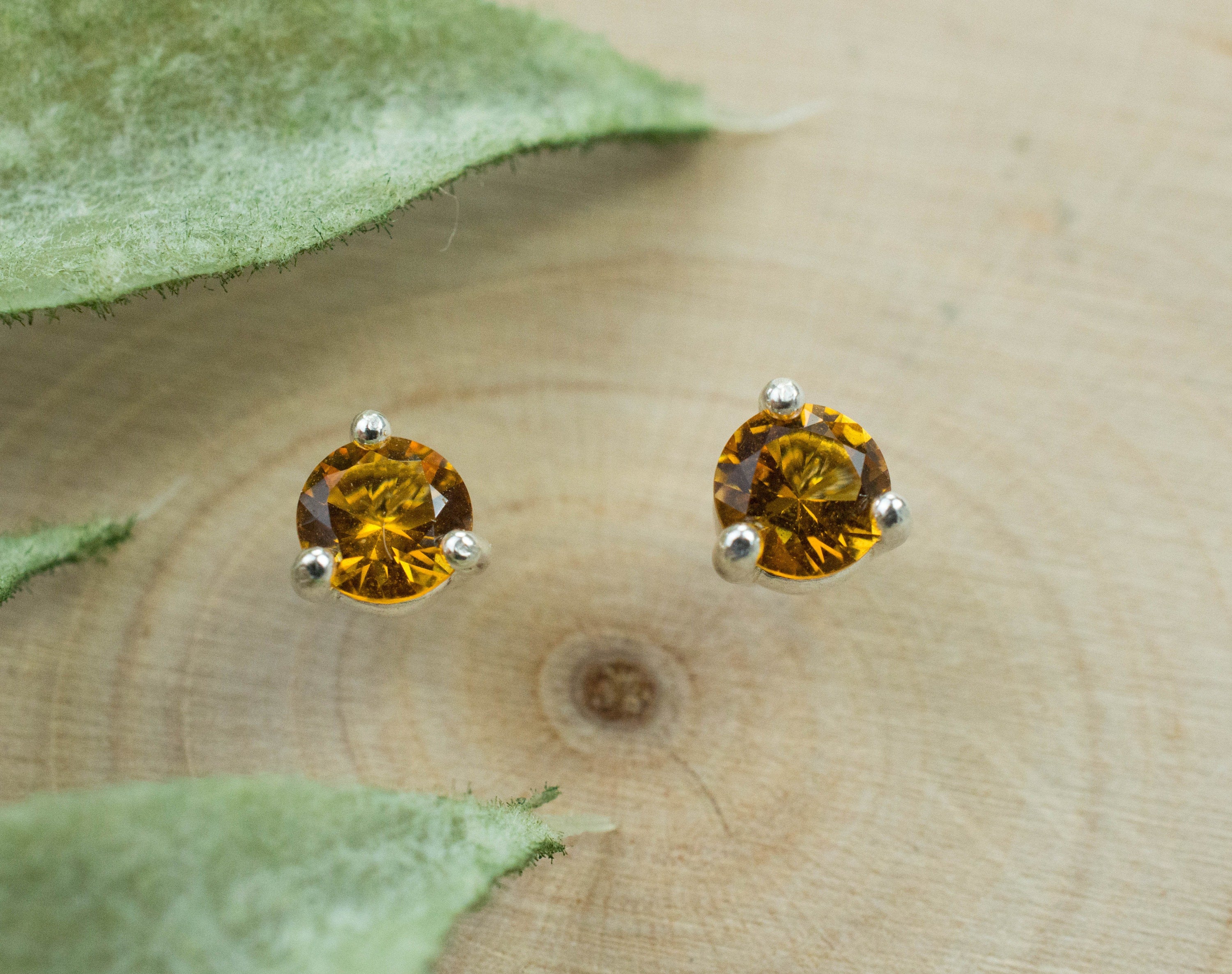 Citrine Earrings; Natural Untreated Uruguay Citrine; 0.390cts - Mark Oliver Gems