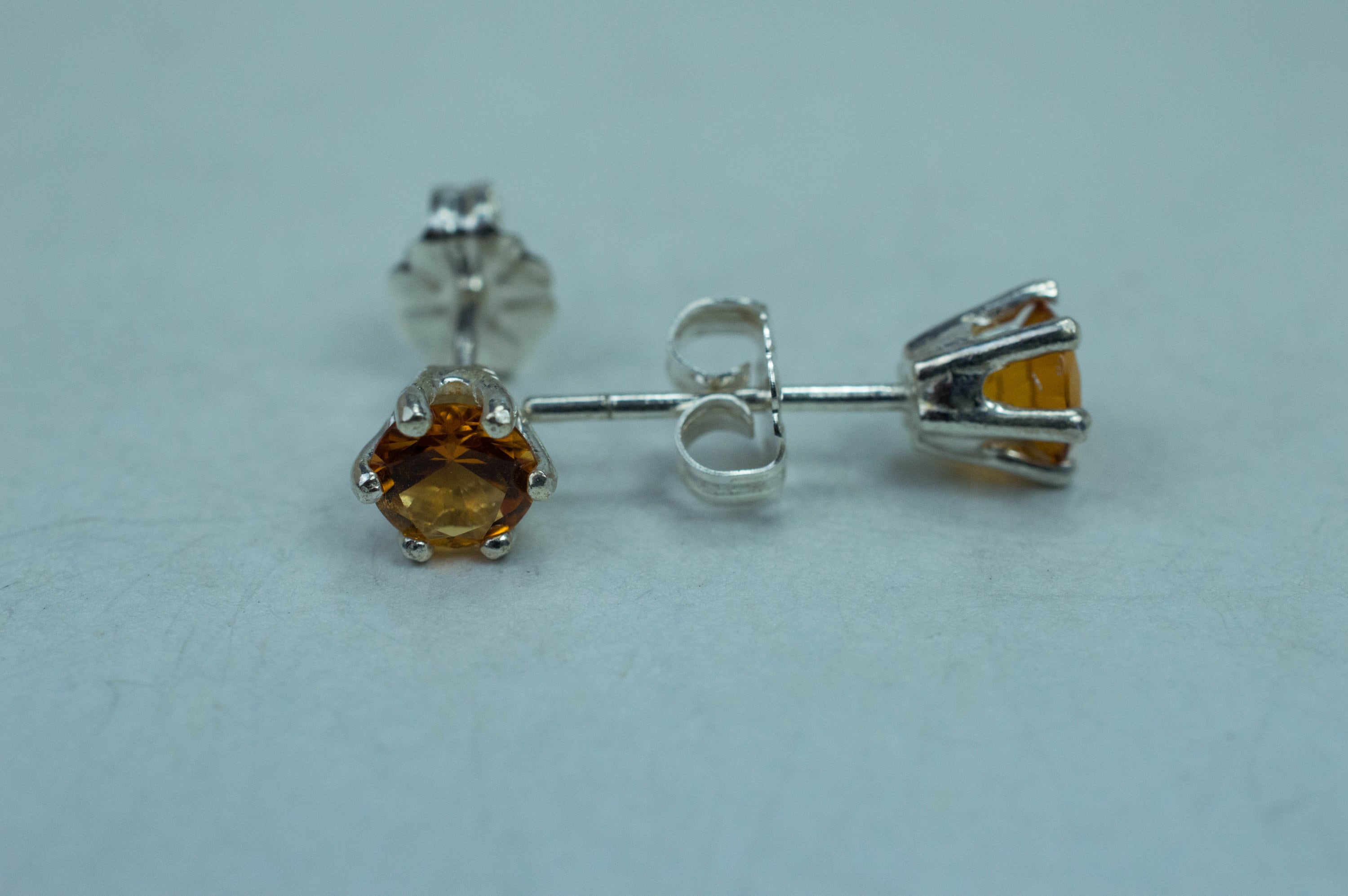 Citrine Earrings; Natural Untreated Uruguay Citrine; 0.685cts - Mark Oliver Gems