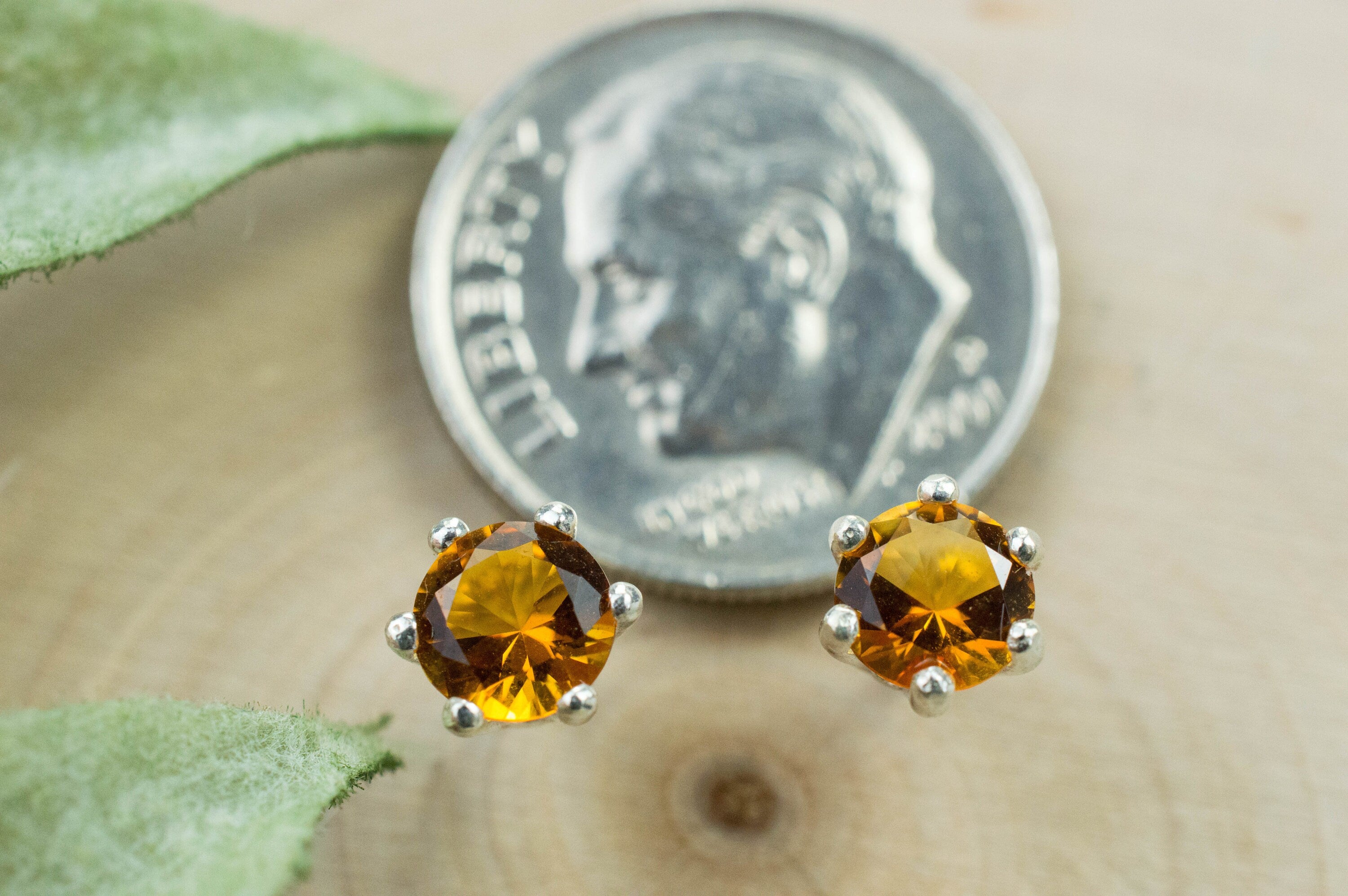 Citrine Earrings; Natural Untreated Uruguay Citrine; 0.685cts - Mark Oliver Gems