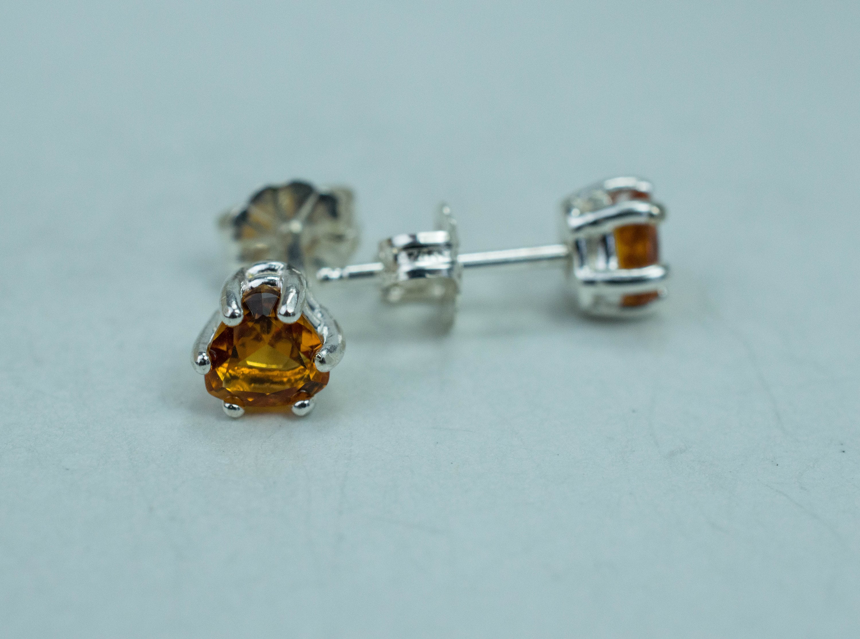 Citrine Earrings; Natural Untreated Uruguay Citrine; 0.710cts - Mark Oliver Gems