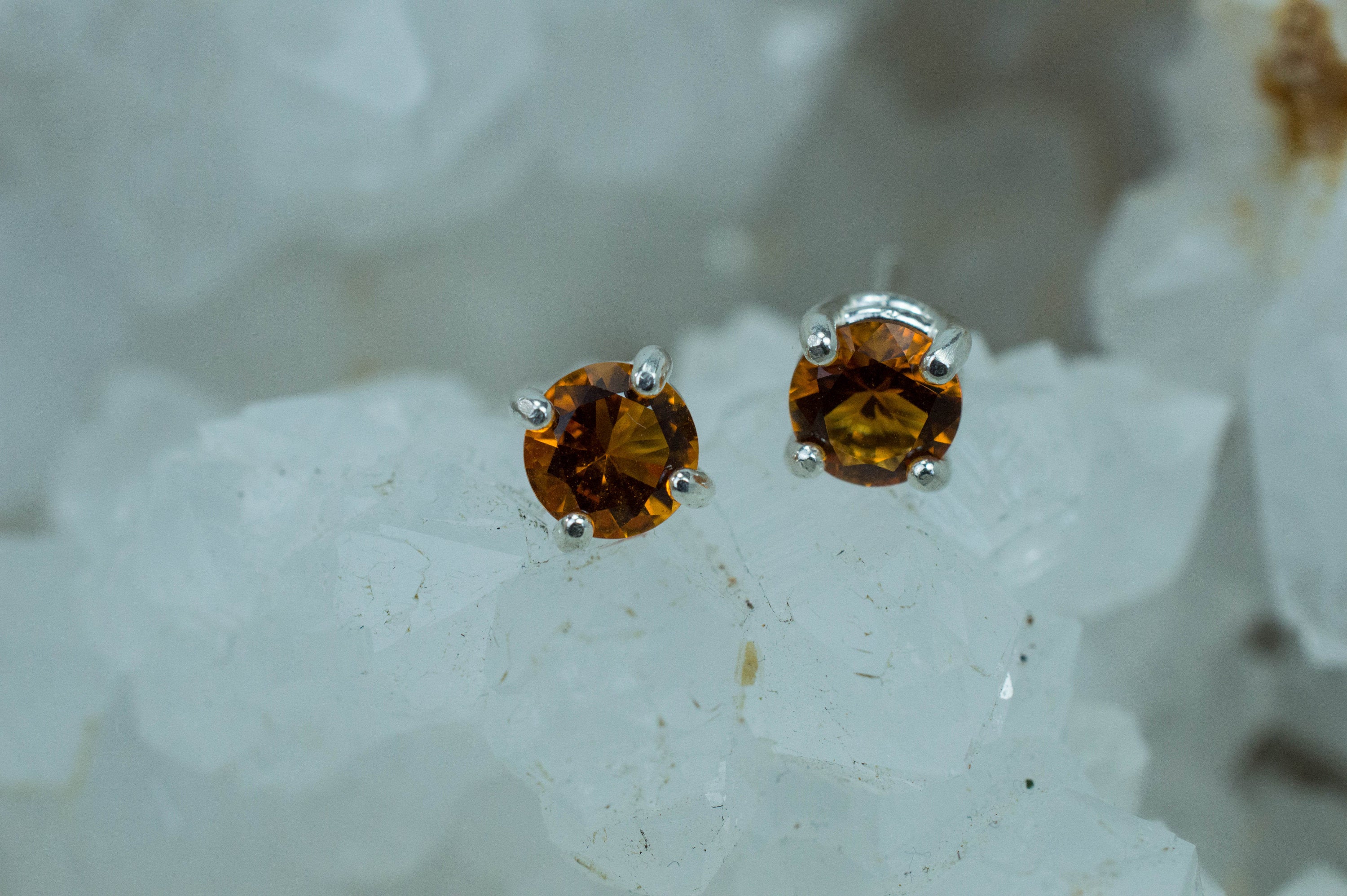 Citrine Earrings; Natural Untreated Uruguay Citrine; 0.745cts - Mark Oliver Gems