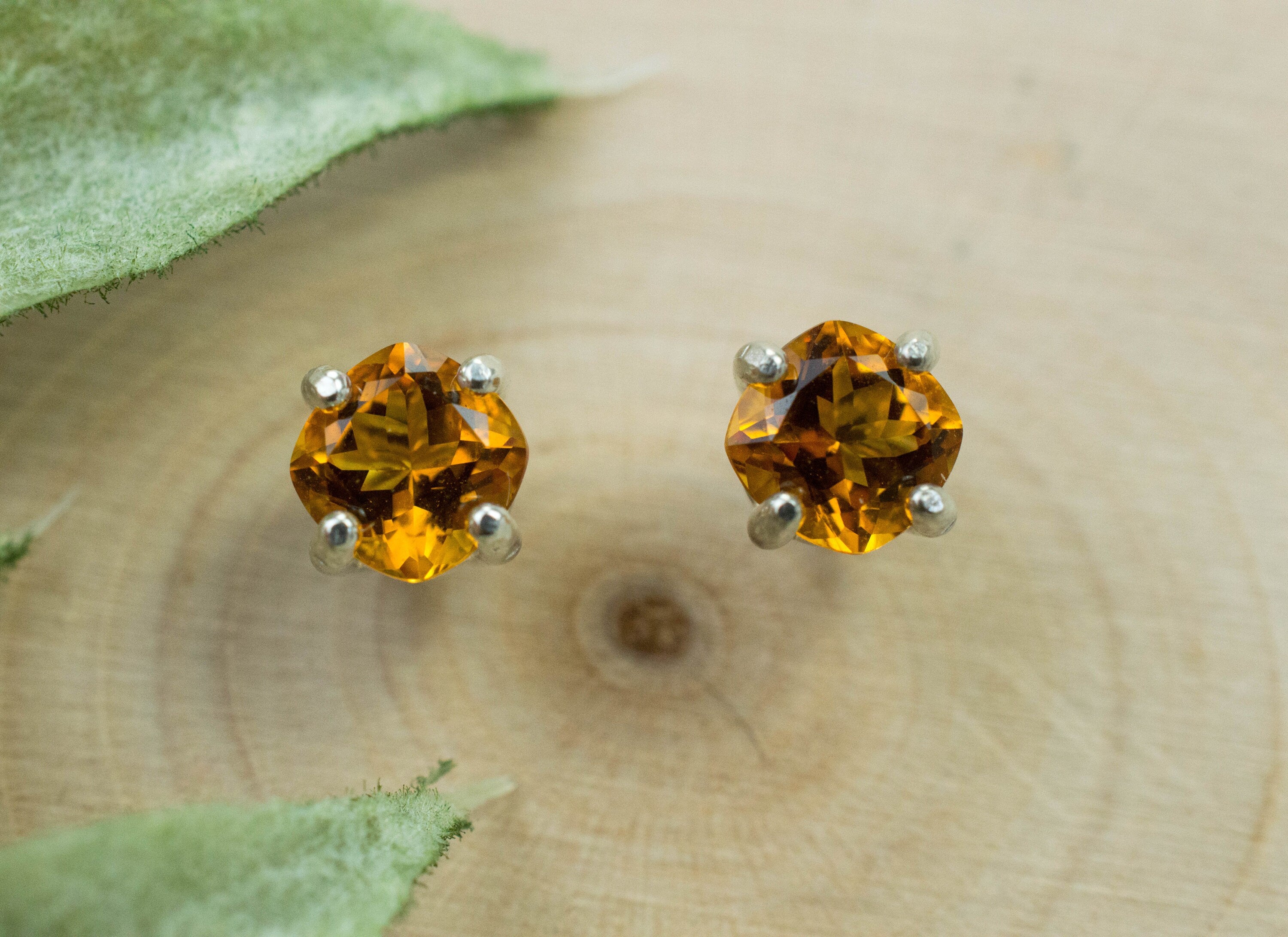 Citrine Earrings; Natural Untreated Uruguay Citrine; 0.940cts - Mark Oliver Gems