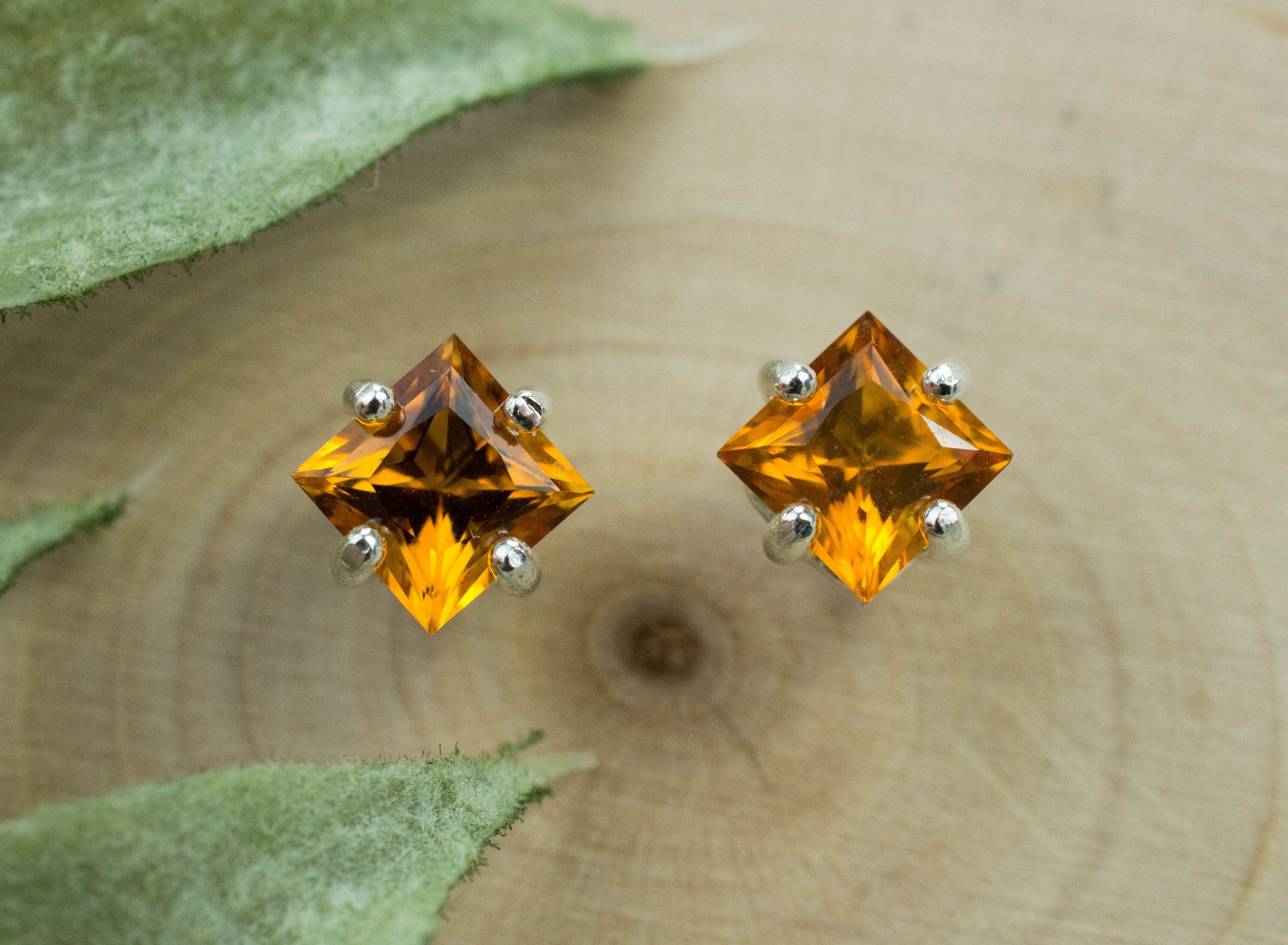 Citrine Earrings; Natural Untreated Uruguay Citrine; 1.155cts - Mark Oliver Gems