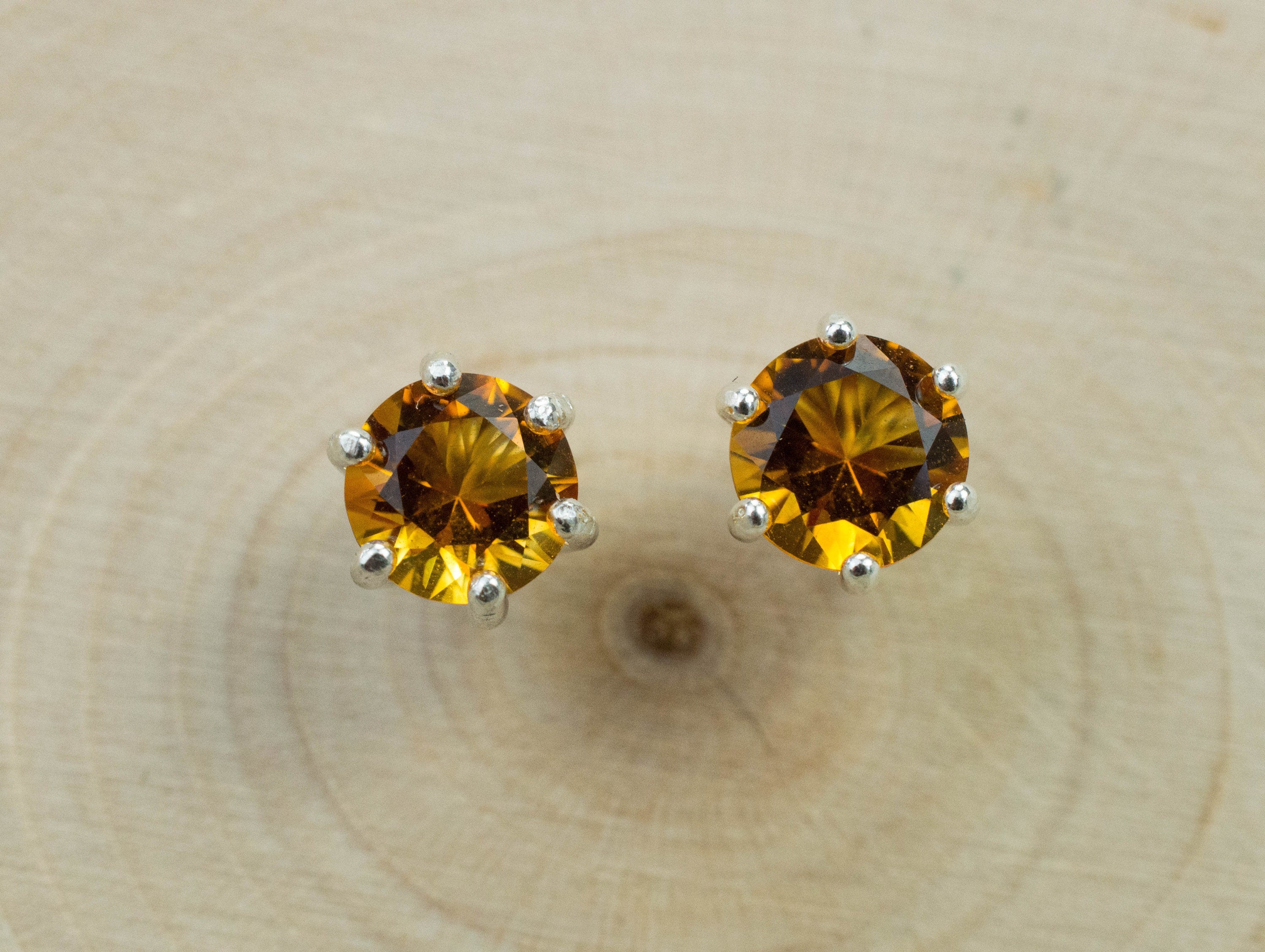 Citrine Earrings; Natural Untreated Uruguay Citrine; 1.330cts - Mark Oliver Gems