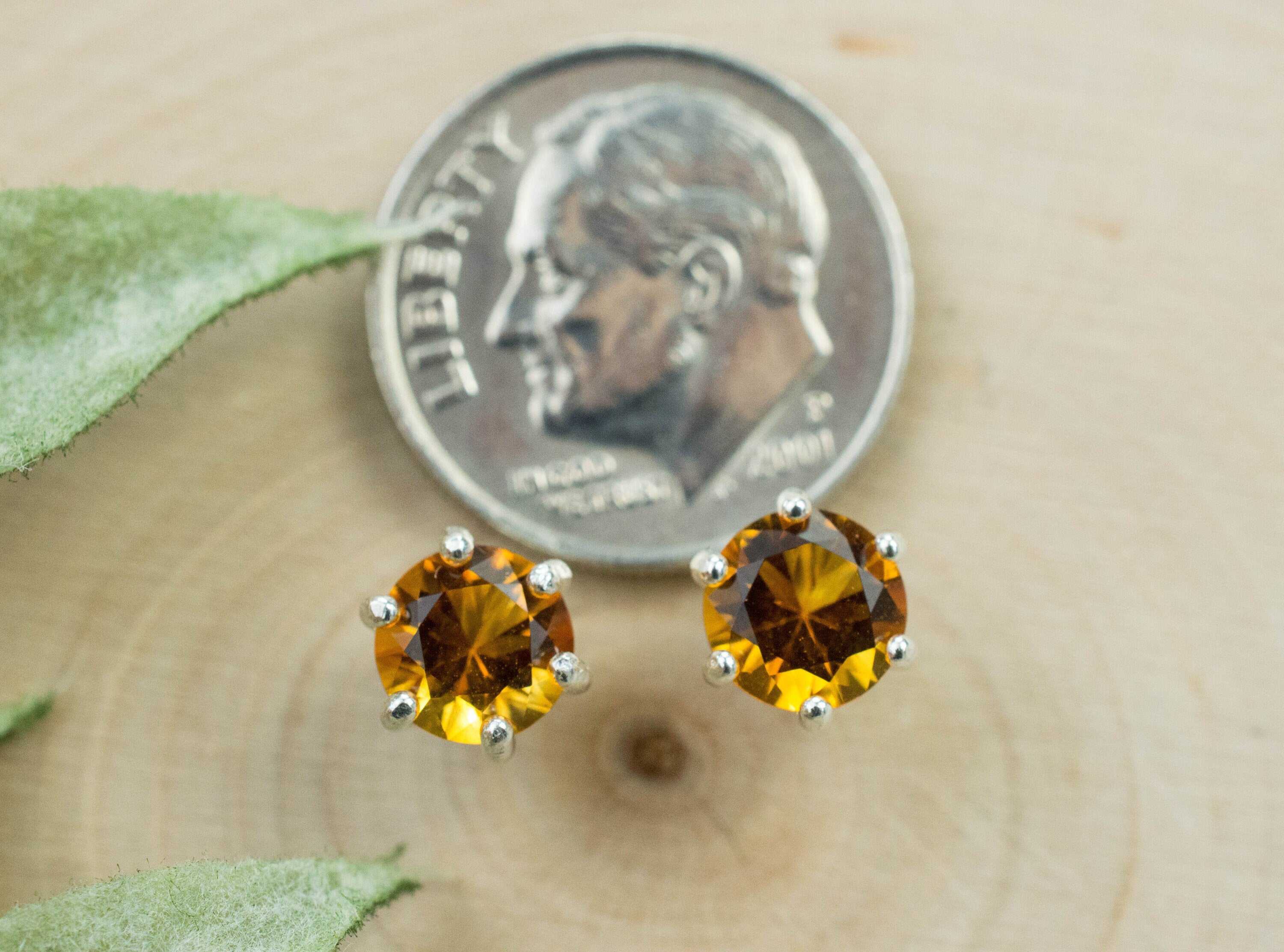 Citrine Earrings; Natural Untreated Uruguay Citrine; 1.330cts - Mark Oliver Gems