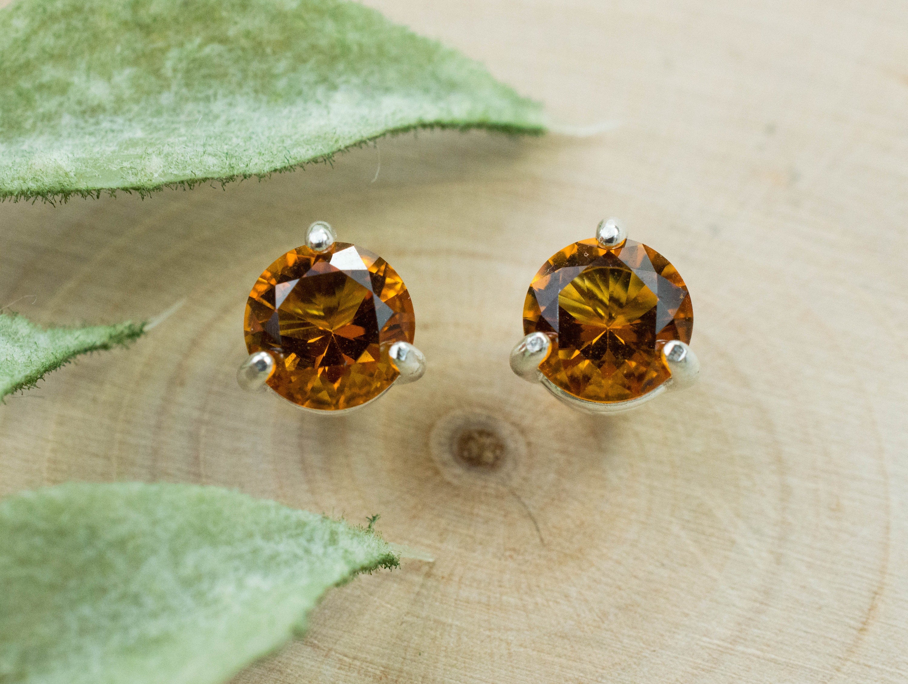 Citrine Earrings; Natural Untreated Uruguay Citrine; 1.325cts - Mark Oliver Gems