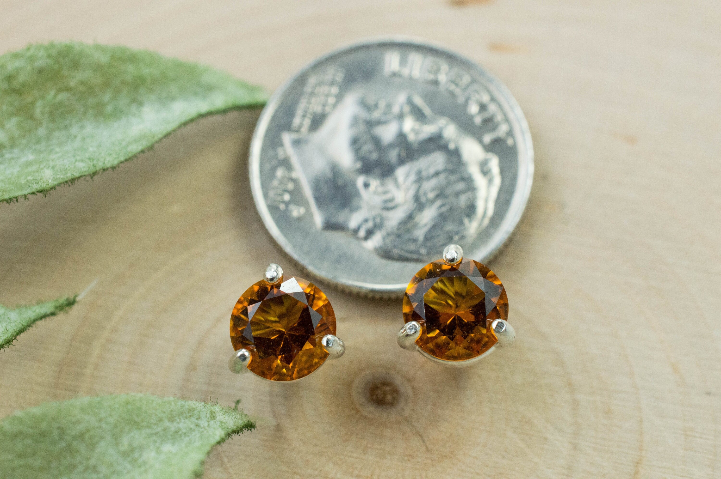 Citrine Earrings; Natural Untreated Uruguay Citrine; 1.325cts - Mark Oliver Gems