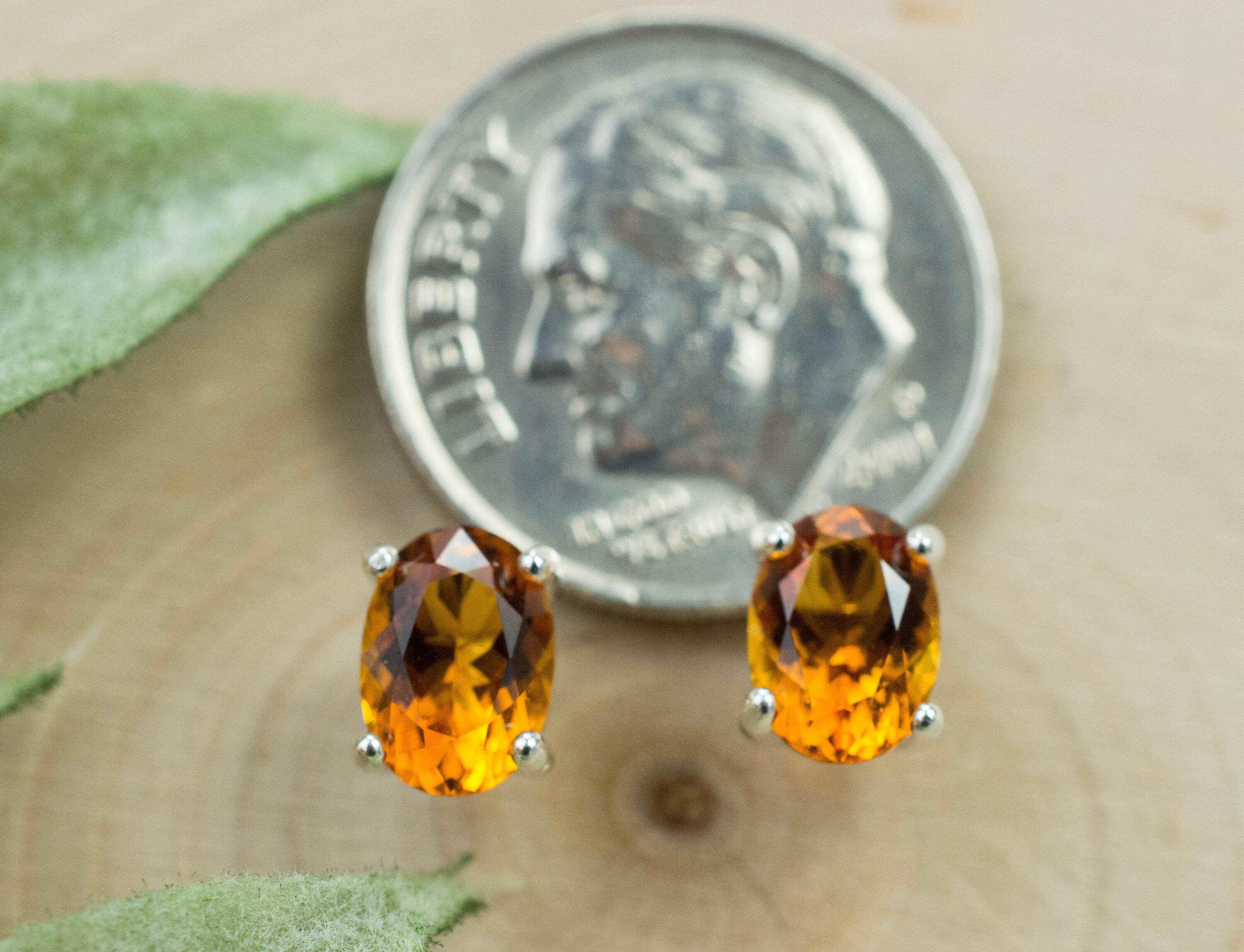 Citrine Earrings; Natural Untreated Uruguay Citrine; 1.590cts - Mark Oliver Gems