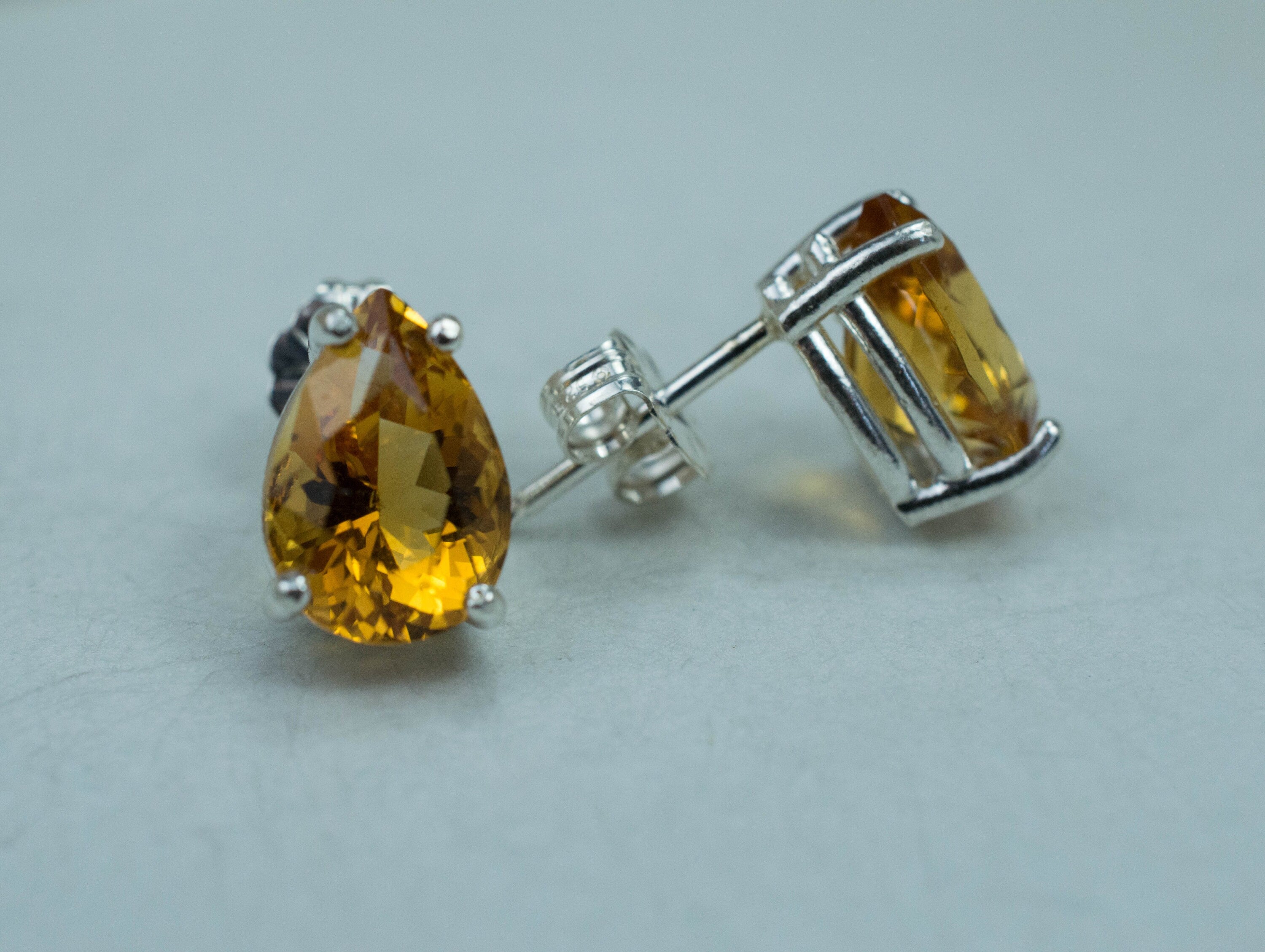 Citrine Earrings; Natural Untreated Uruguay Citrine; 3.540cts - Mark Oliver Gems