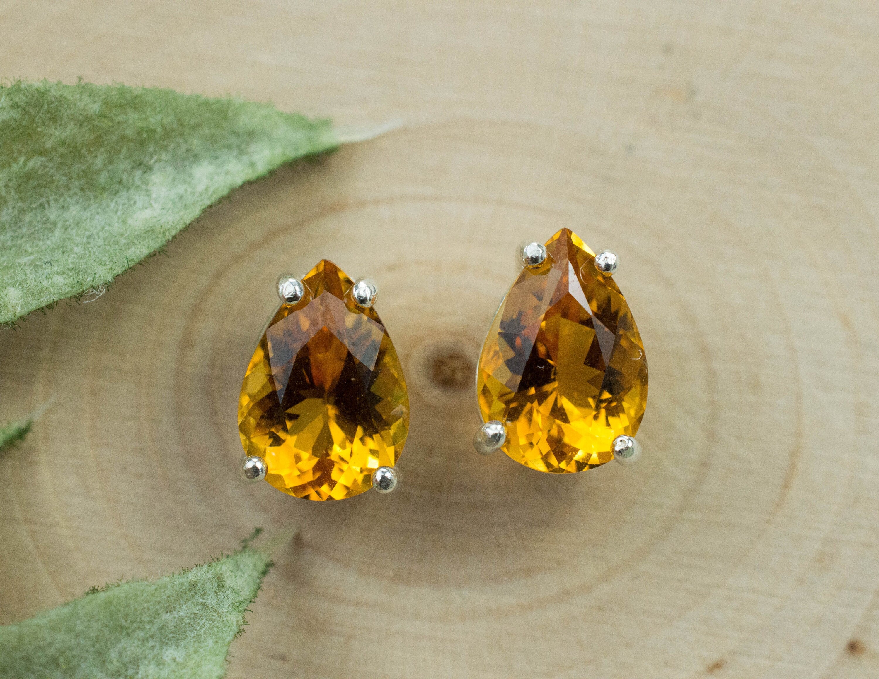 Citrine Earrings; Natural Untreated Uruguay Citrine; 3.540cts - Mark Oliver Gems