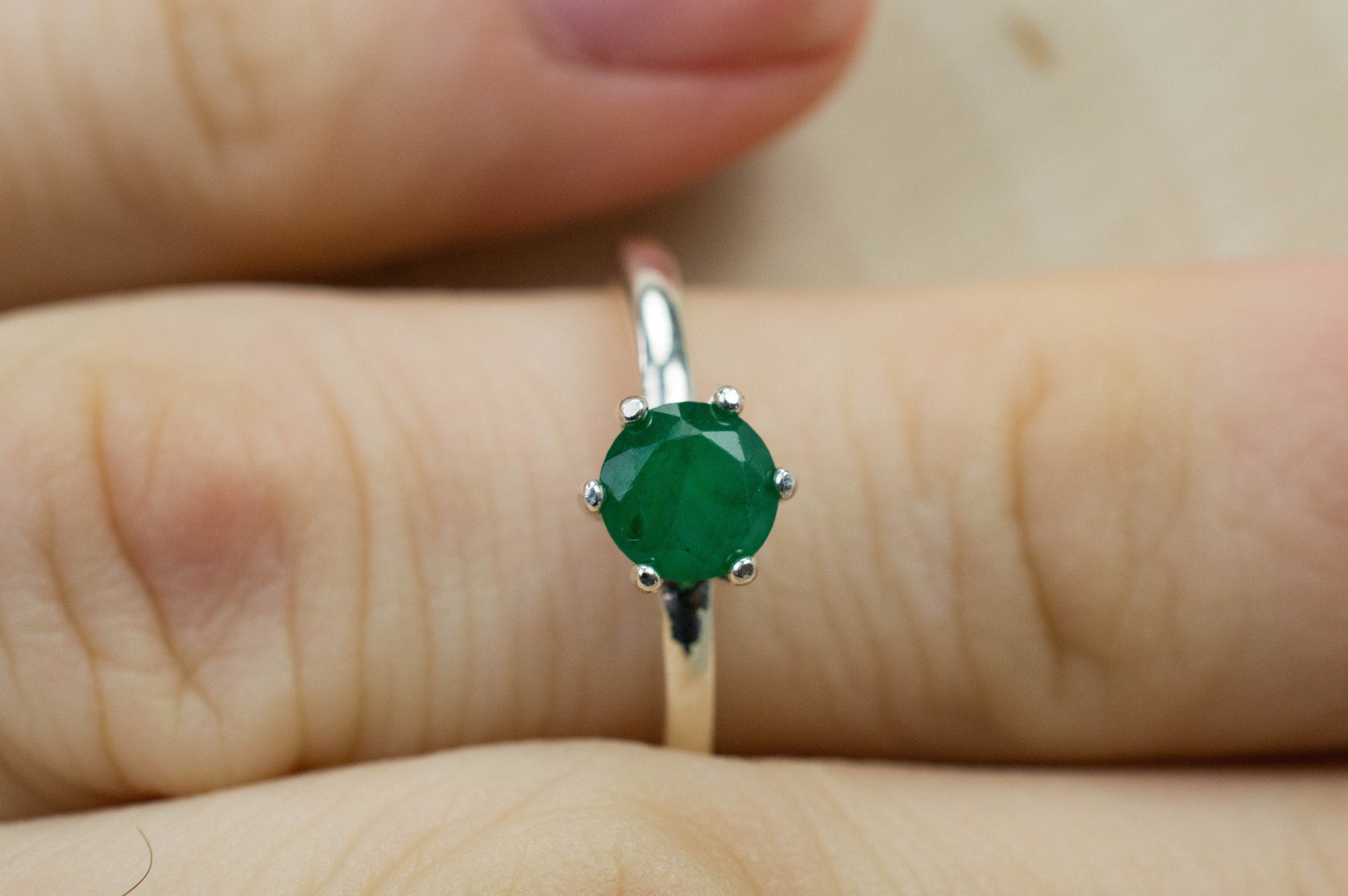 Emerald Ring; Genuine Untreated Brazil Emerald; 0.740cts - Mark Oliver Gems