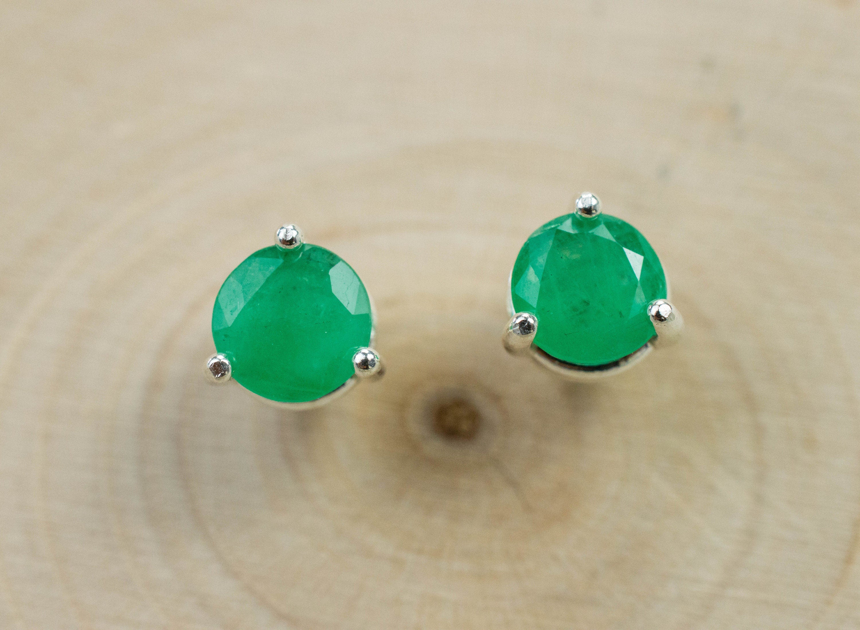 Emerald Earrings; Natural Brazil Emerald; 1.400cts - Mark Oliver Gems