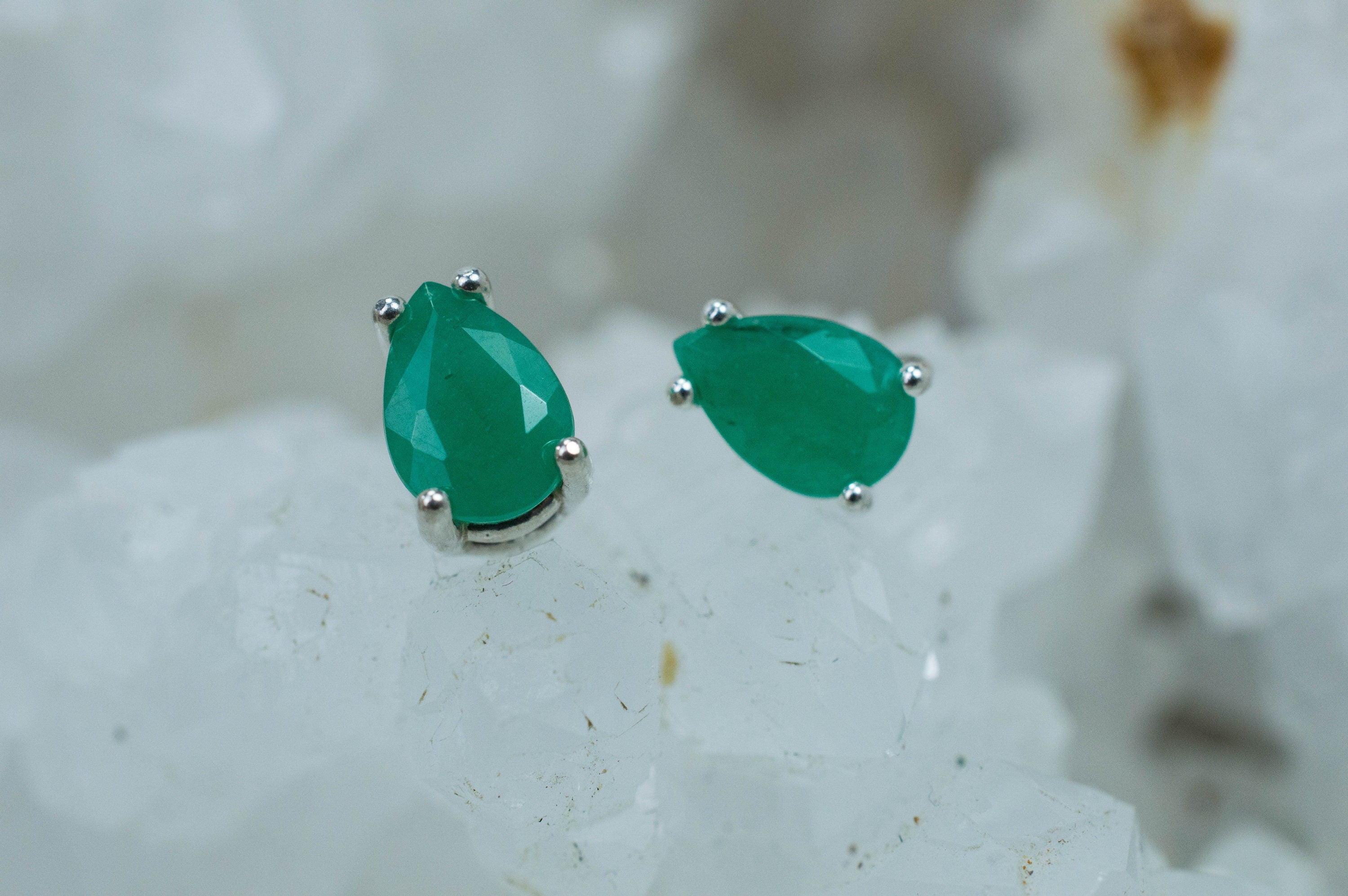 Emerald Earrings; Natural Brazil Emerald; 1.345cts - Mark Oliver Gems