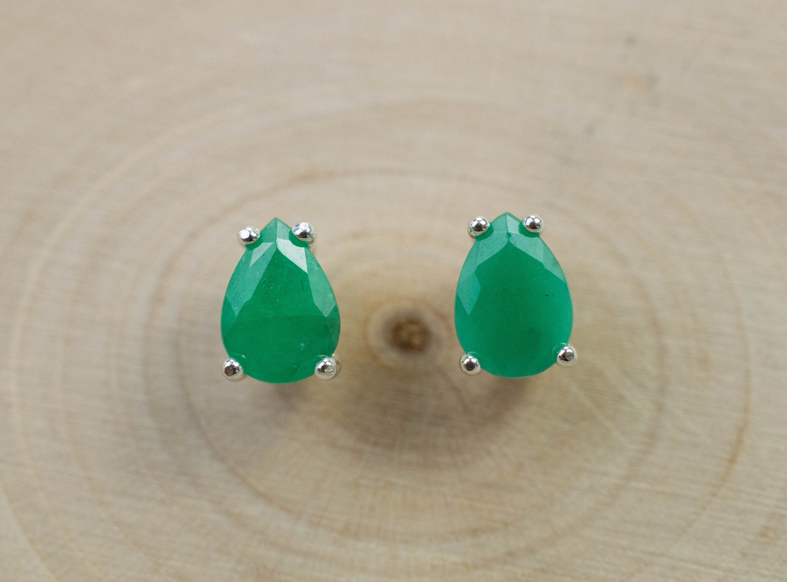 Emerald Earrings; Natural Brazil Emerald; 1.415cts - Mark Oliver Gems