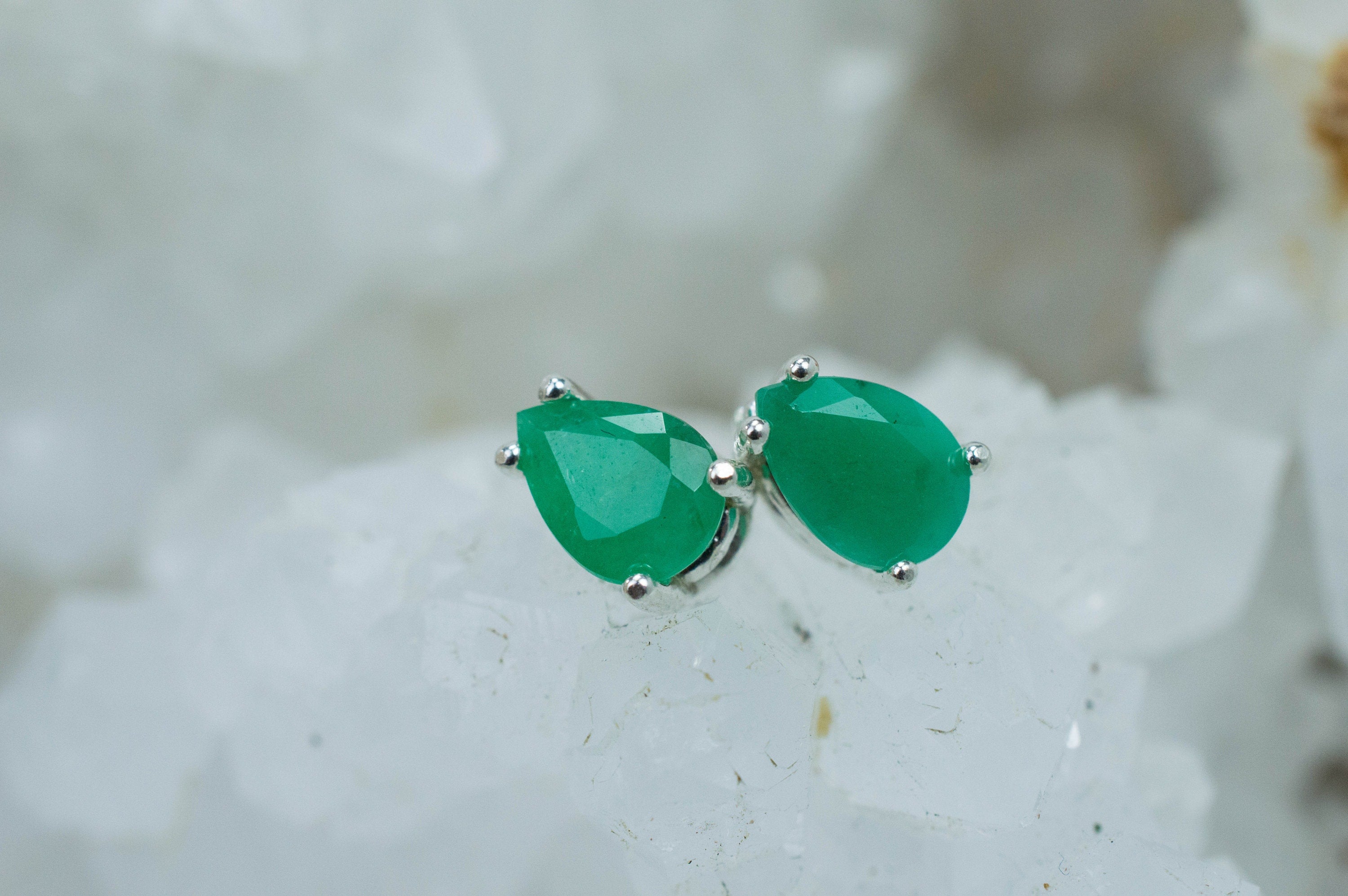 Emerald Earrings; Natural Brazil Emerald; 1.415cts - Mark Oliver Gems