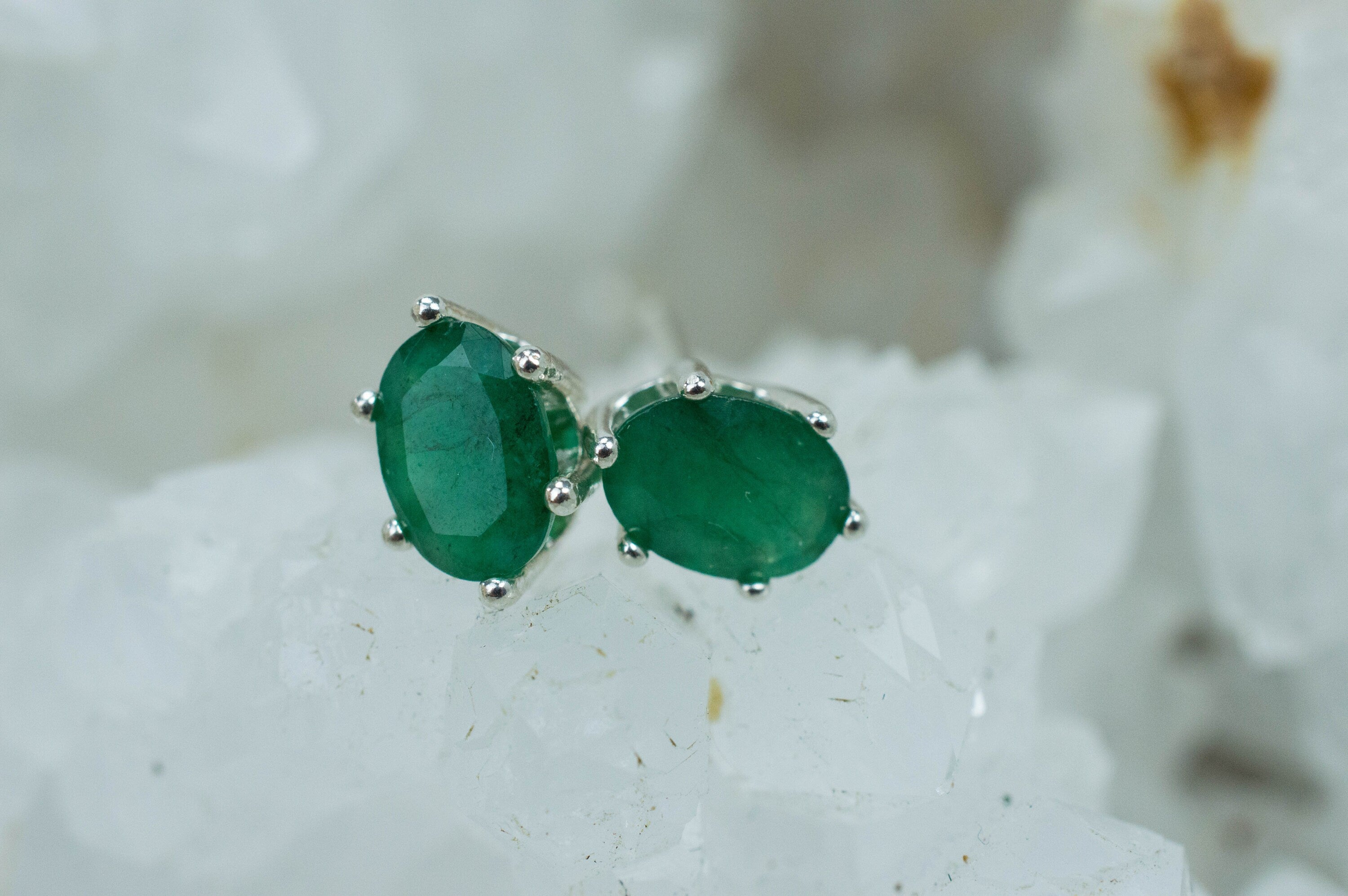 Emerald Earrings; Natural Brazil Emerald; 1.475cts - Mark Oliver Gems