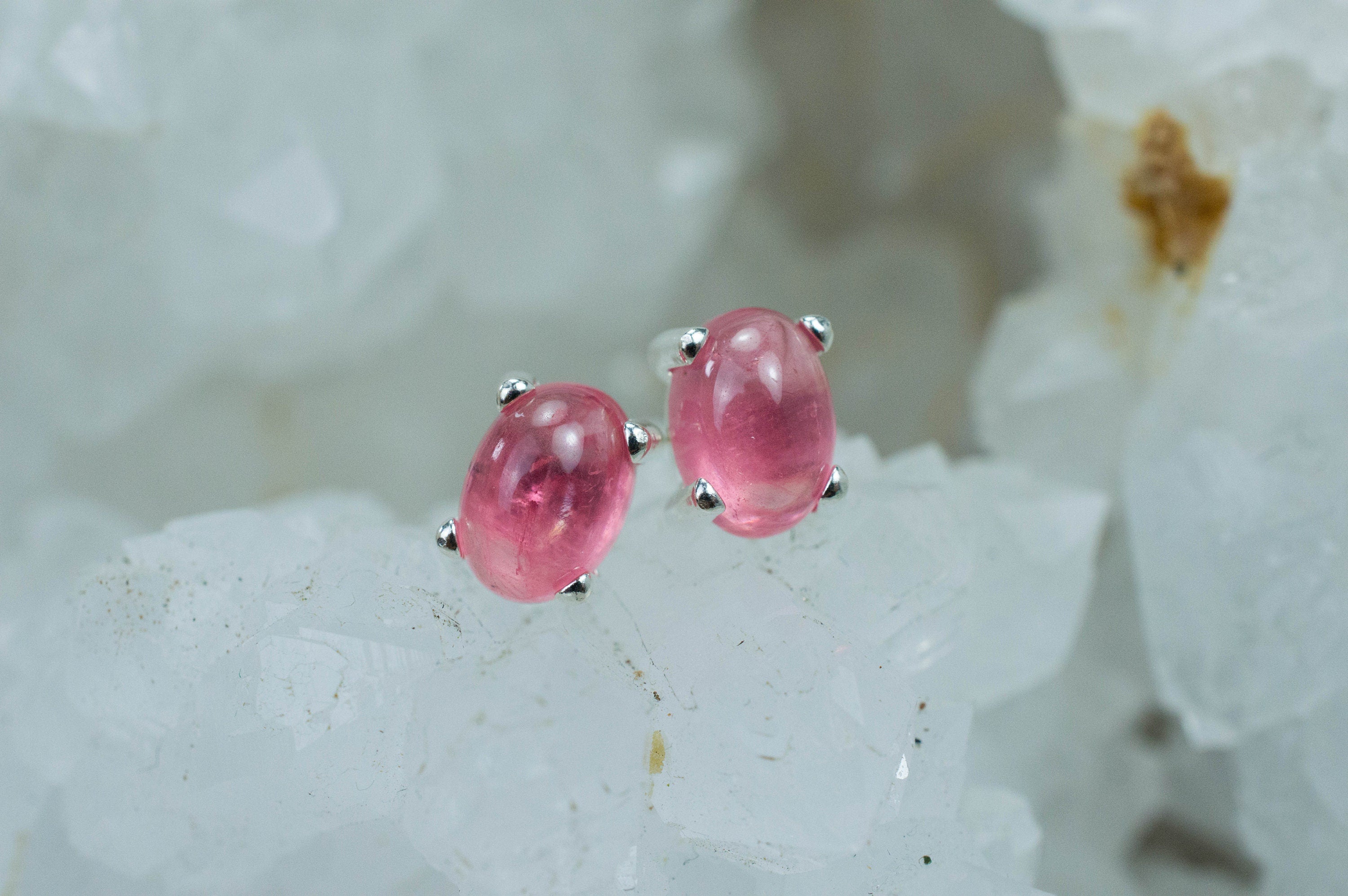 Rhodochrosite Earrings; Natural Untreated USA Sweet Home Rhodochrosite; 2.635cts - Mark Oliver Gems