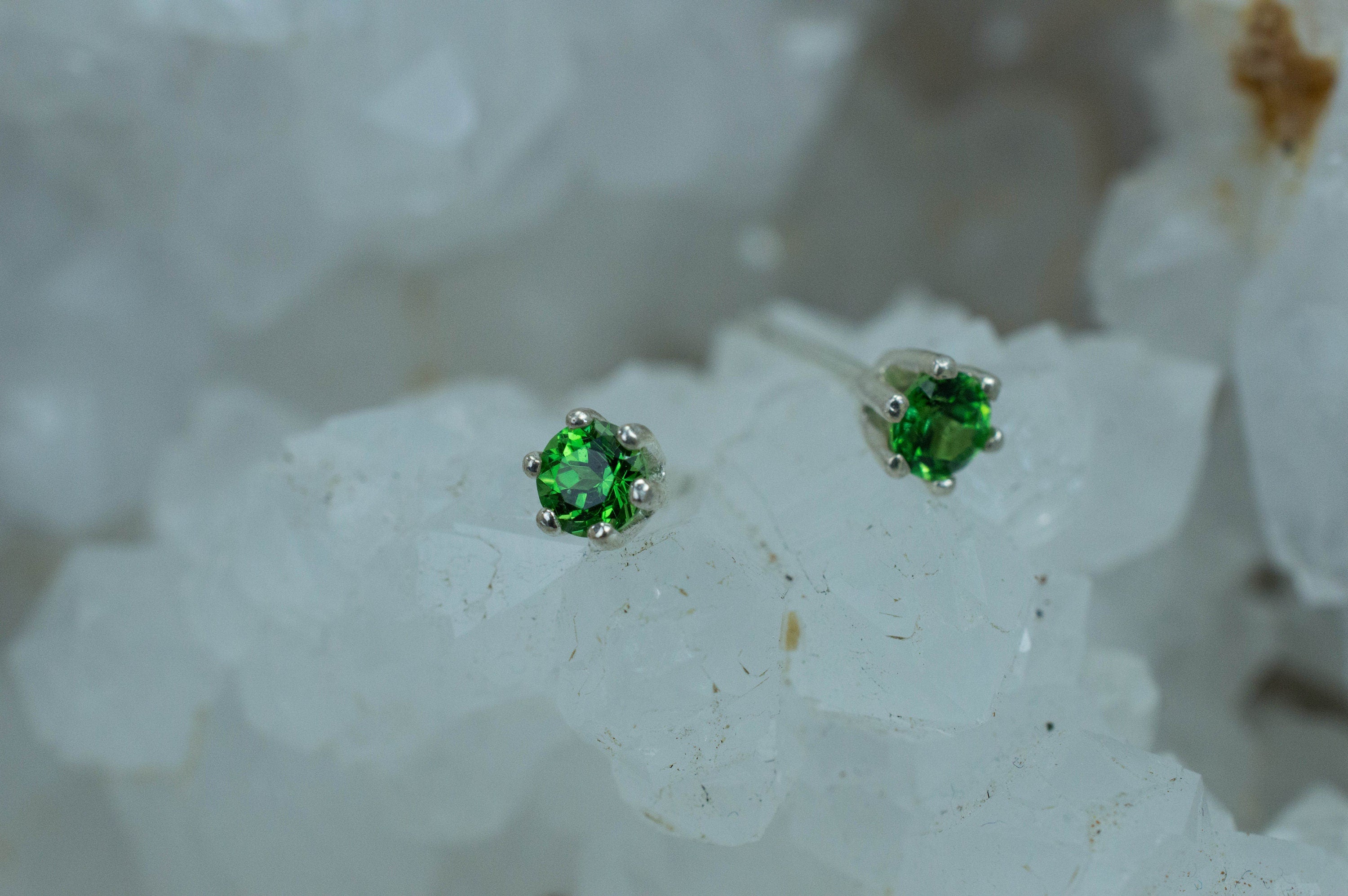 Tsavorite Garnet Earrings; Natural Untreated Kenyan Garnet; 0.470cts - Mark Oliver Gems