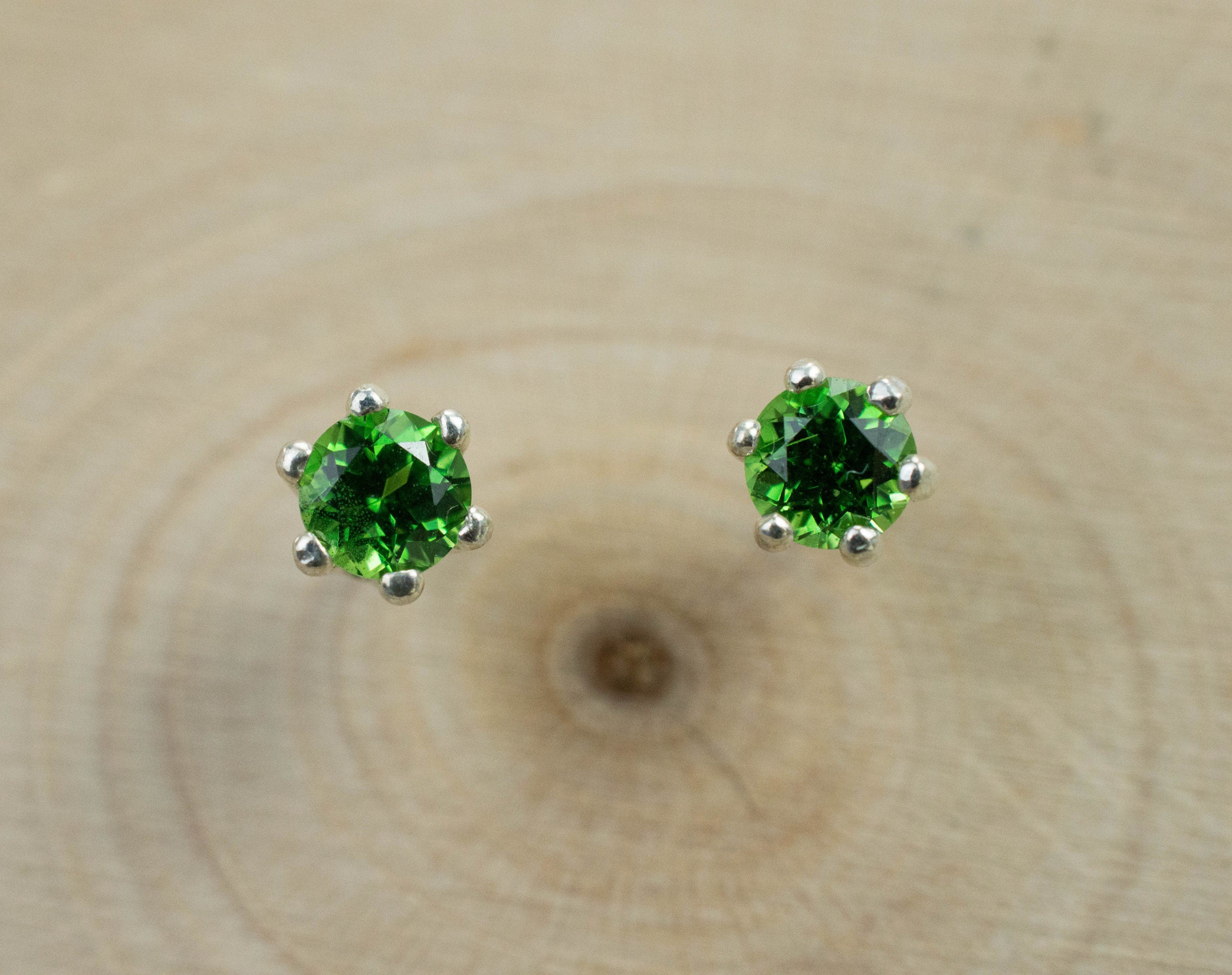 Tsavorite Garnet Earrings; Natural Untreated Kenyan Garnet; 0.470cts - Mark Oliver Gems