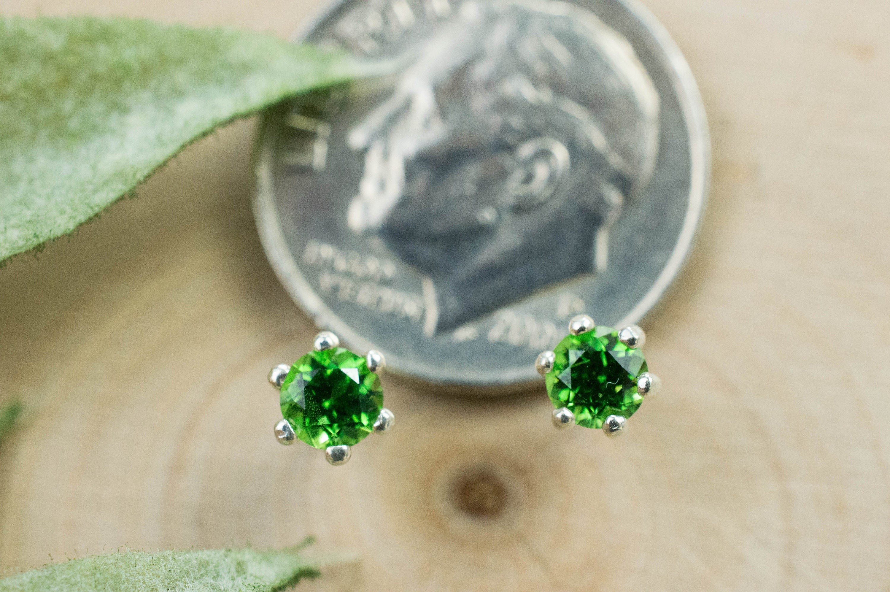 Tsavorite Garnet Earrings; Natural Untreated Kenyan Garnet; 0.470cts - Mark Oliver Gems