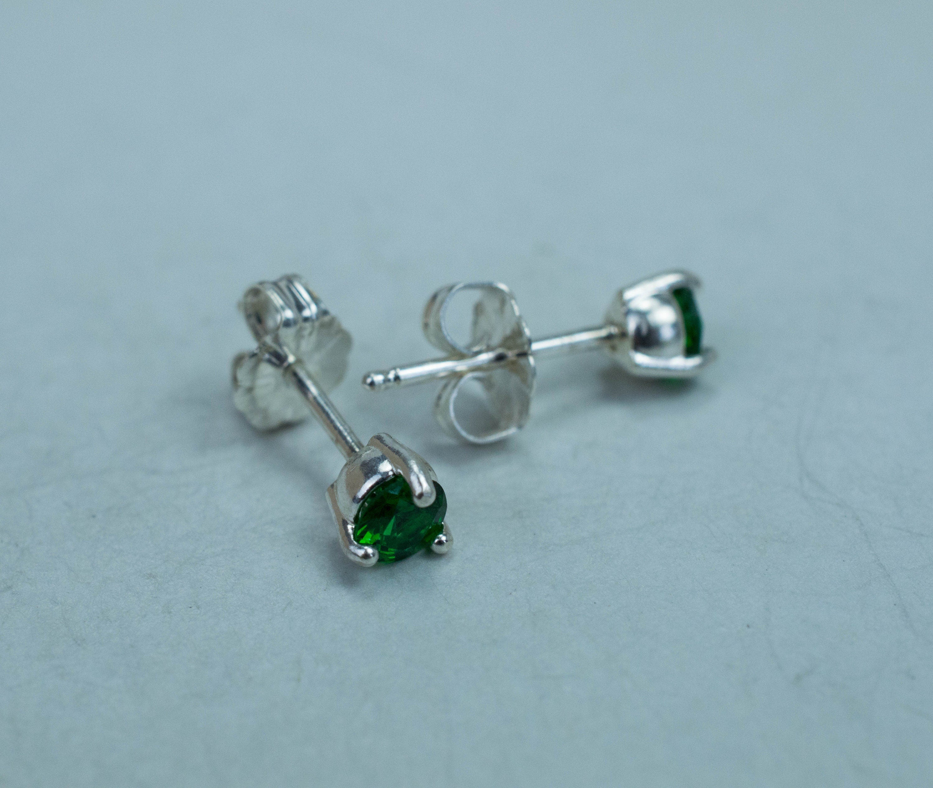 Tsavorite Garnet Earrings; Natural Untreated Tanzanian Garnet; 0.480cts - Mark Oliver Gems