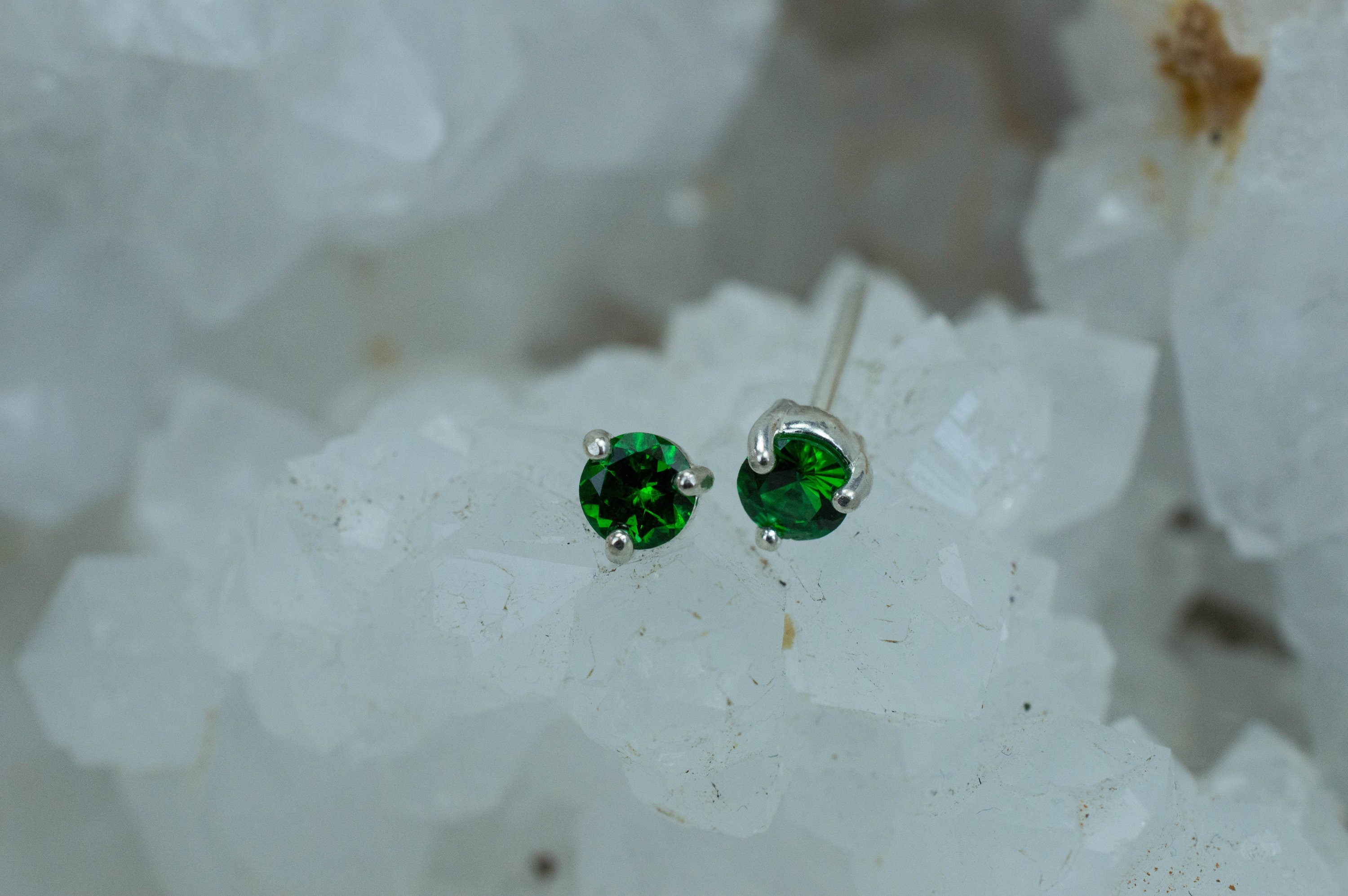 Tsavorite Garnet Earrings; Natural Untreated Tanzanian Garnet; 0.480cts - Mark Oliver Gems