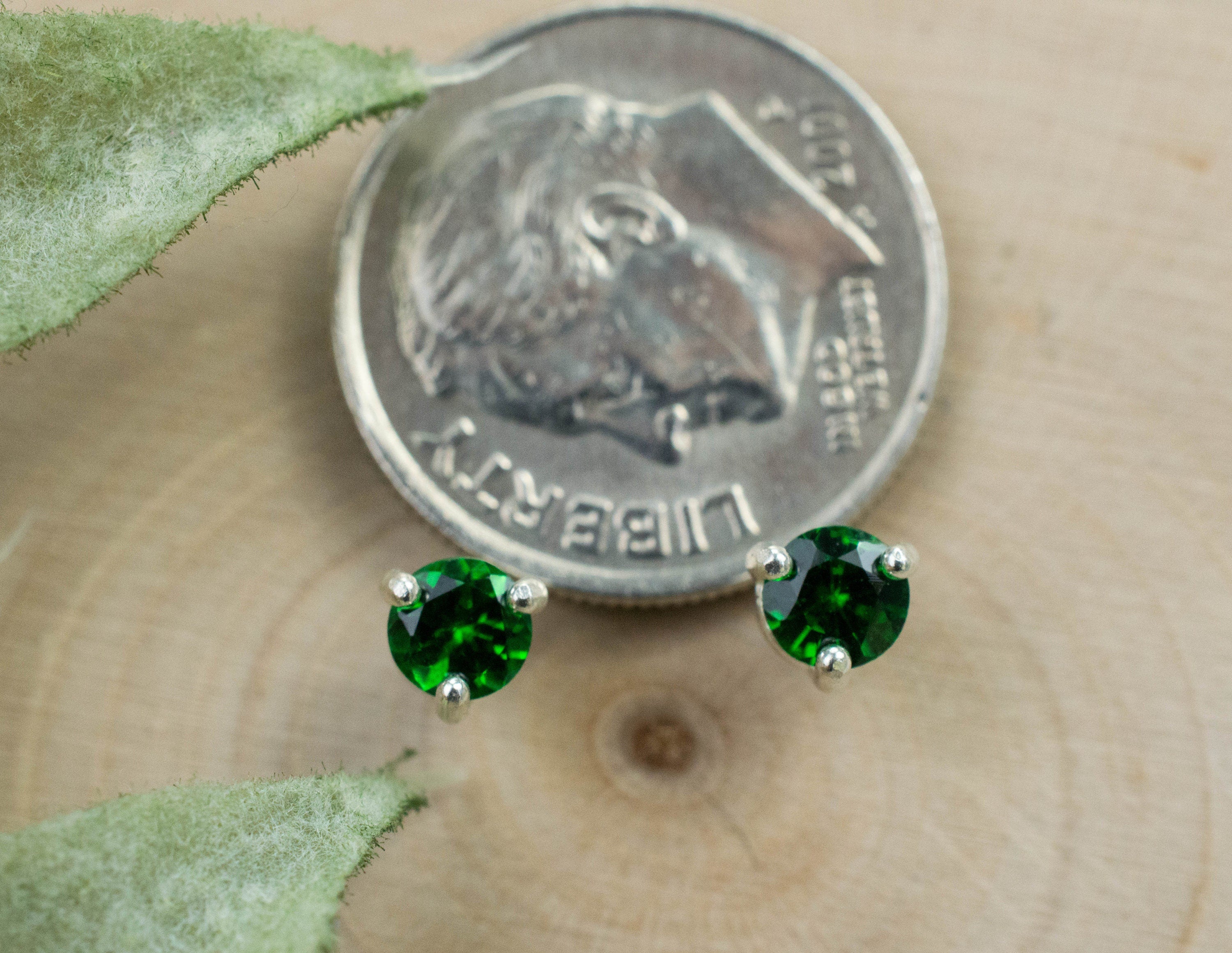 Tsavorite Garnet Earrings; Natural Untreated Tanzanian Garnet; 0.480cts - Mark Oliver Gems