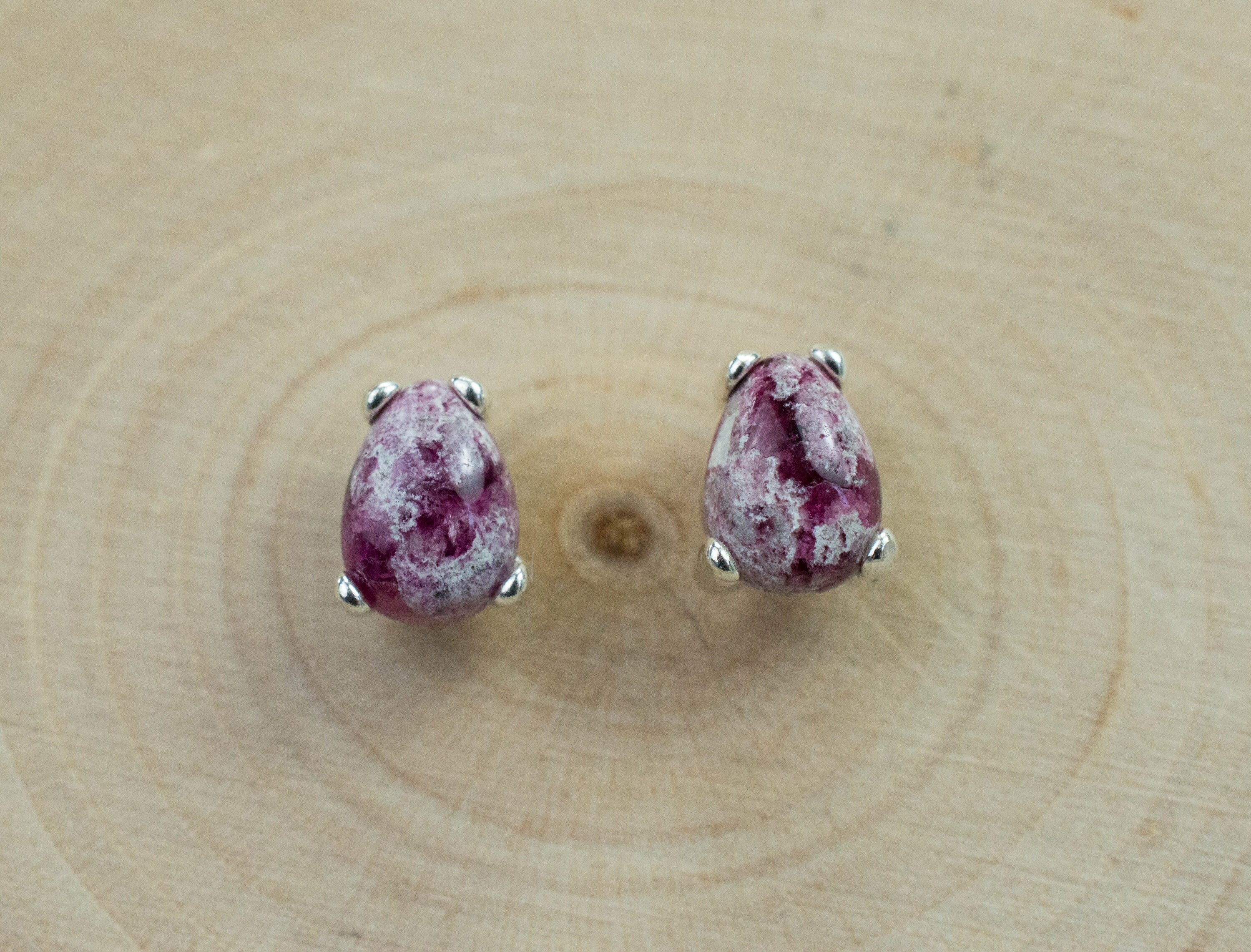 Bixbite Earrings; Natural and Untreated USA Bixbite in Matrix; 1.475cts - Mark Oliver Gems