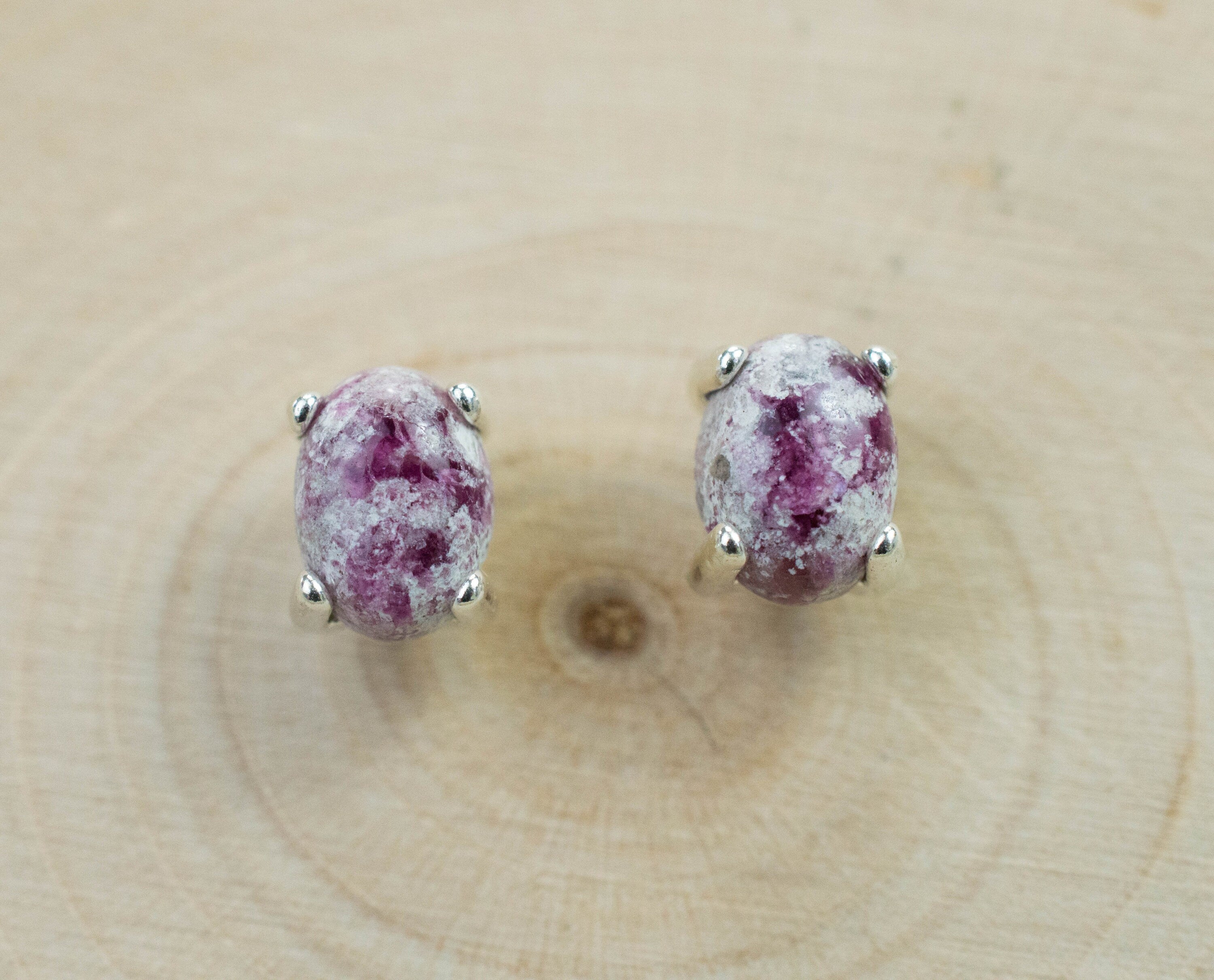 Bixbite Earrings; Natural and Untreated USA Bixbite in Matrix; 1.570cts - Mark Oliver Gems